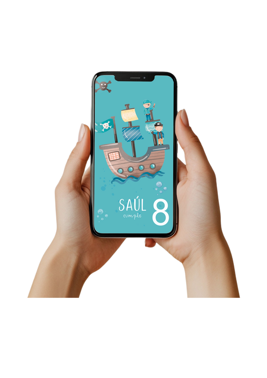 Invitación digital personalizada cumpleaños y festejos PIRATA PARTY