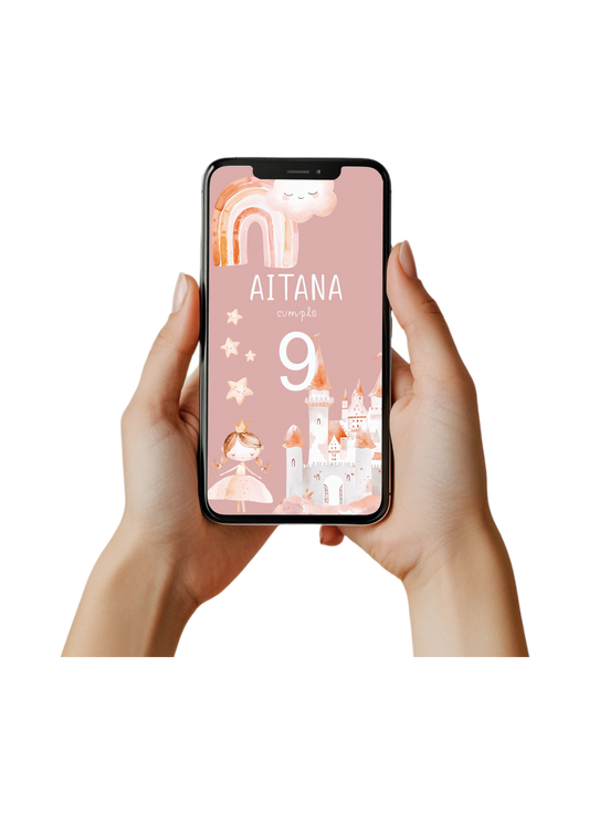 Invitación digital personalizada cumpleaños y festejos PRINCESS PARTY