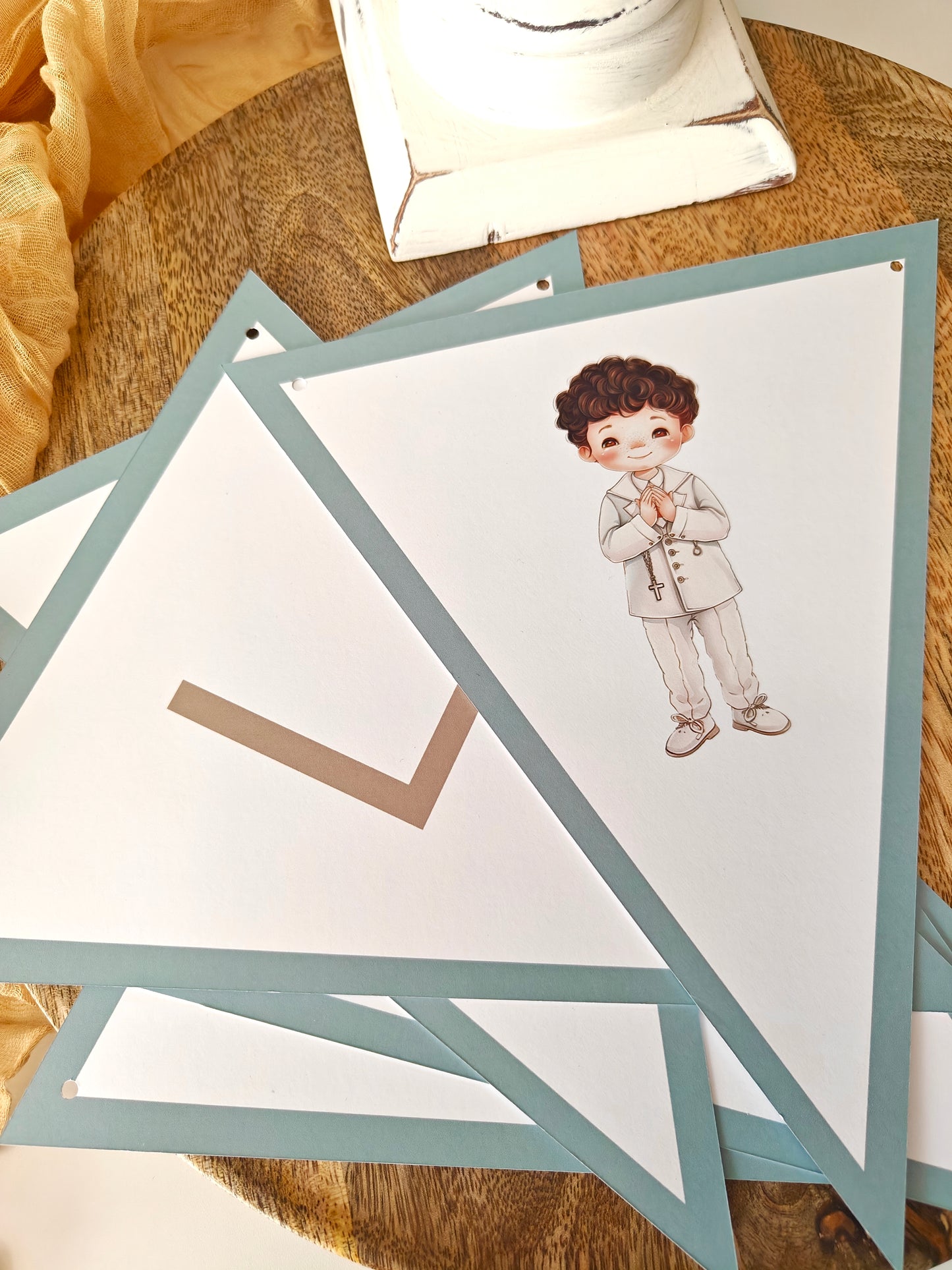 Guirnalda / Banderín personalizada Comunión COLECCIÓN CIELO