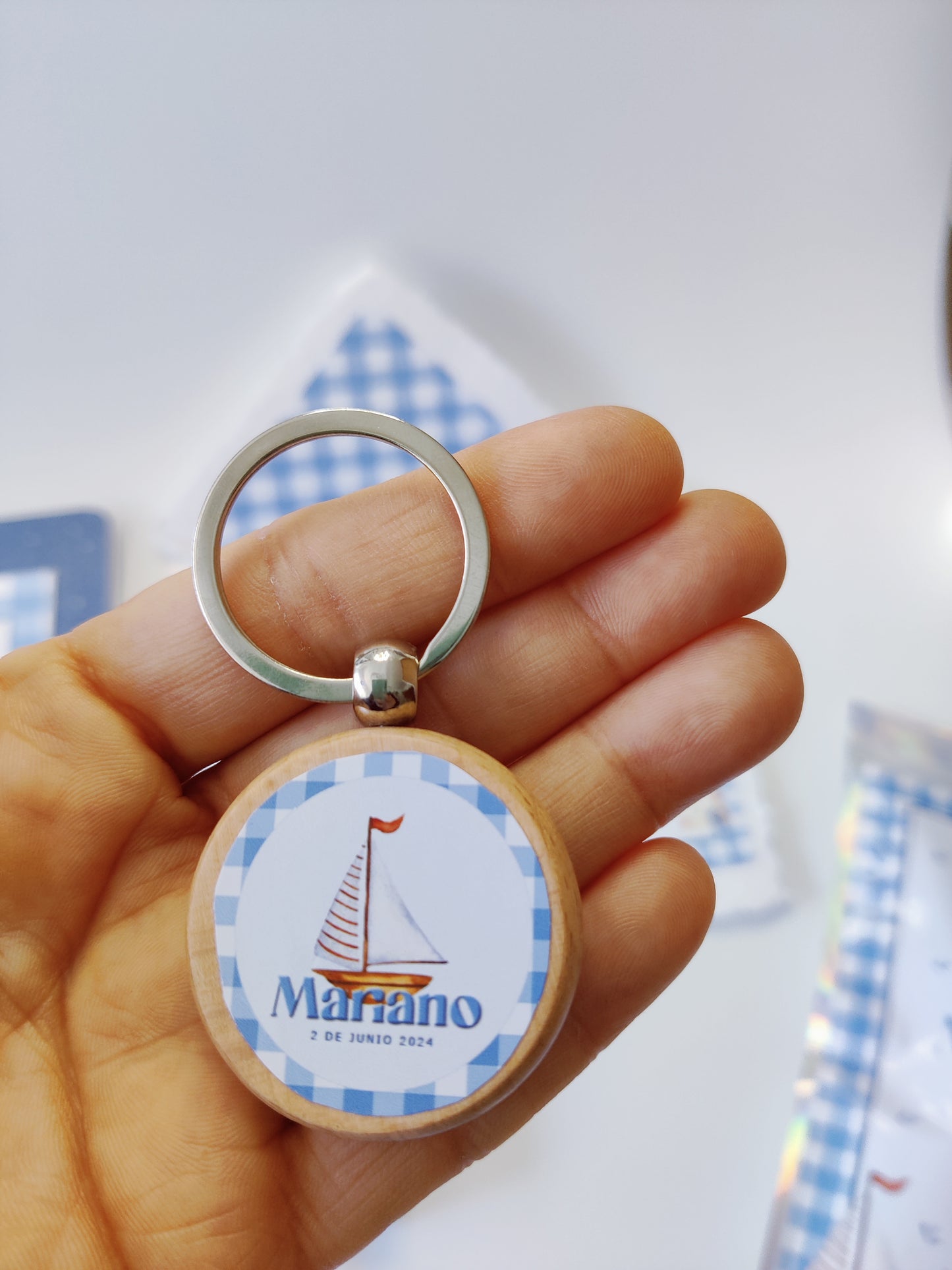 Llavero madera personalizado Primera Comunión