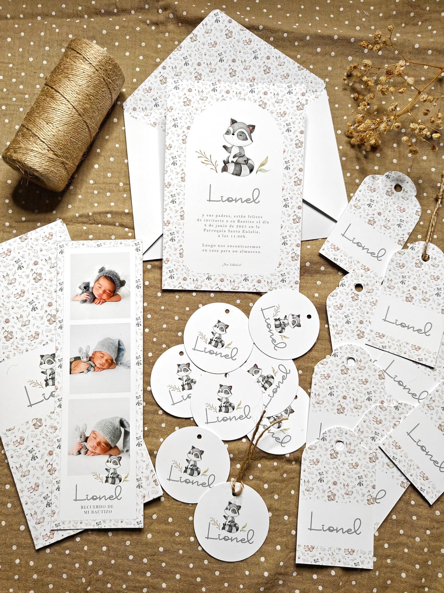 Pack x 15 Etiquetas redonda personalizada Bautizo GOODLAND