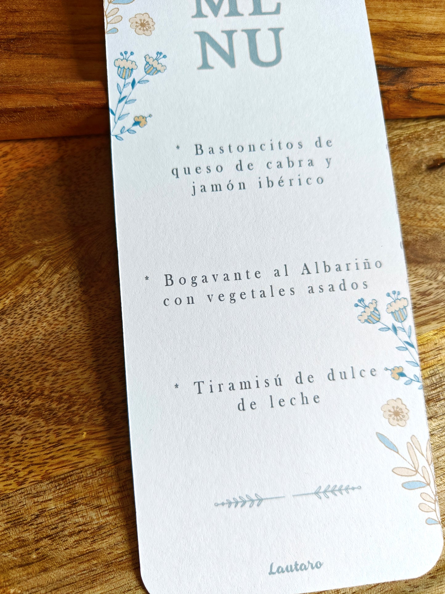 Minuta - Menú para mesa personalizado Bautizo