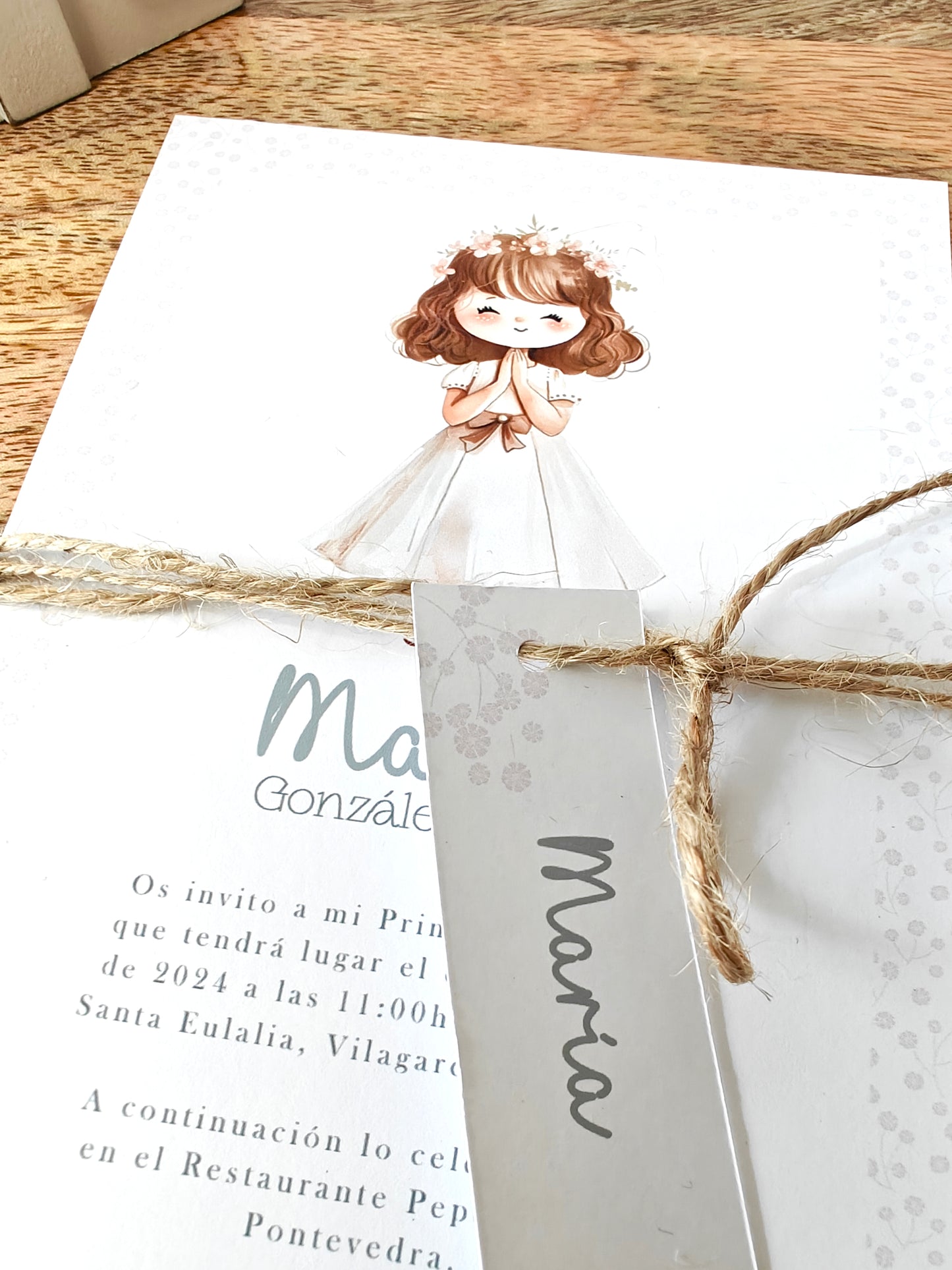 Invitación impresa personalizada Comunión COLECCIÓN ROSA