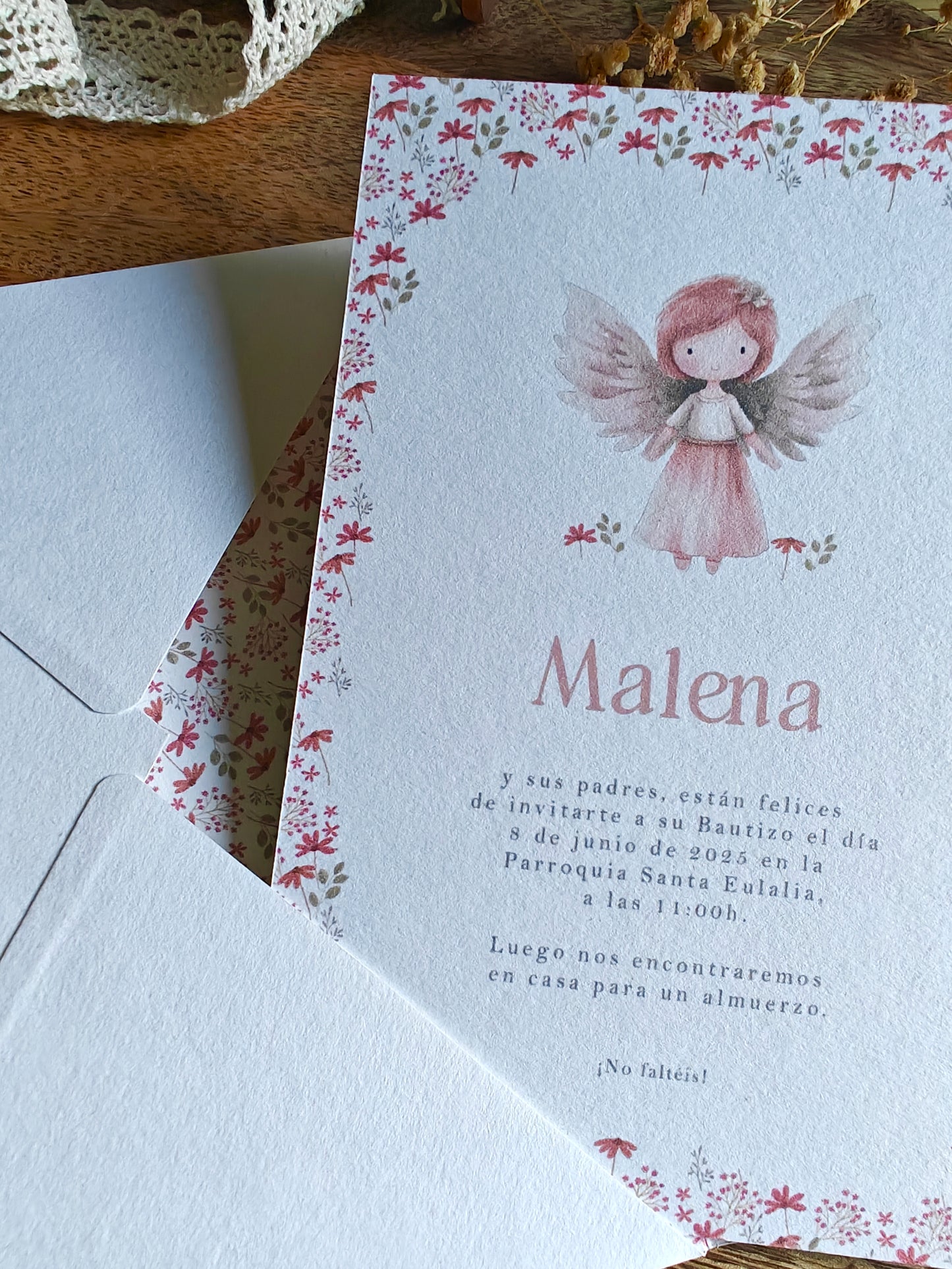Invitación impresa personalizada Bautizo COLECCIÓN ANGELITO
