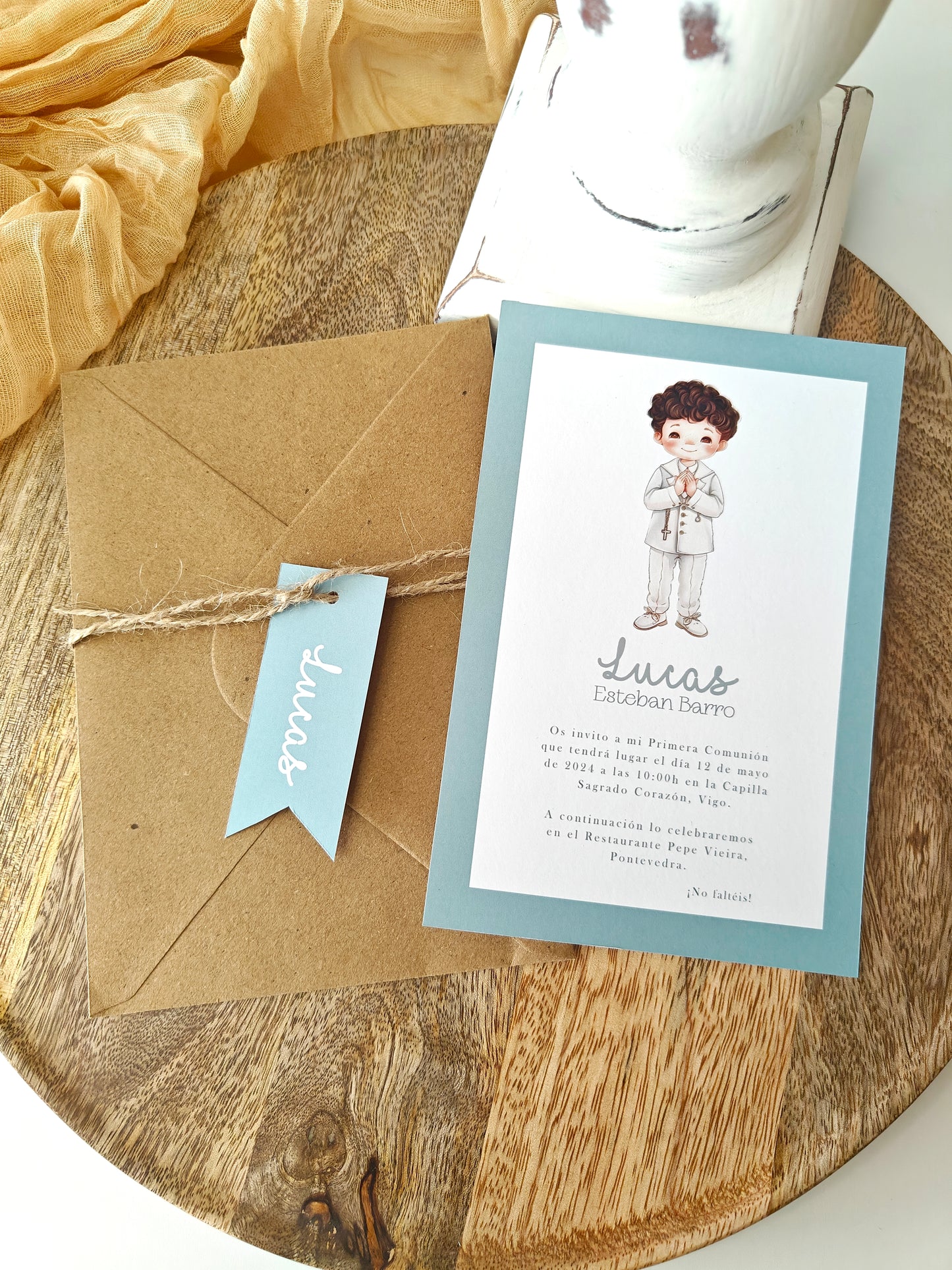 Invitación impresa personalizada Comunión COLECCIÓN CIELO