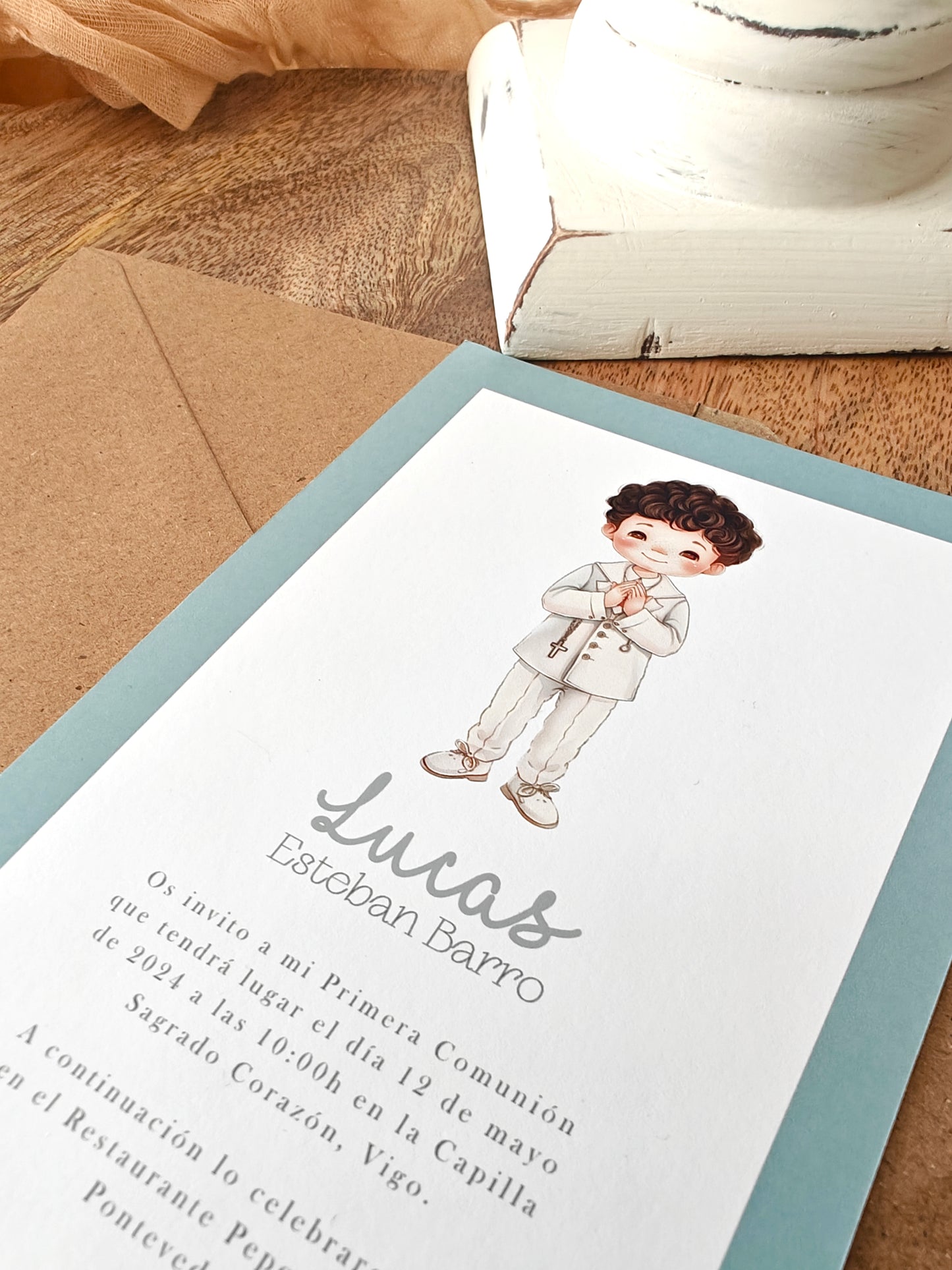 Invitación impresa personalizada Comunión COLECCIÓN CIELO