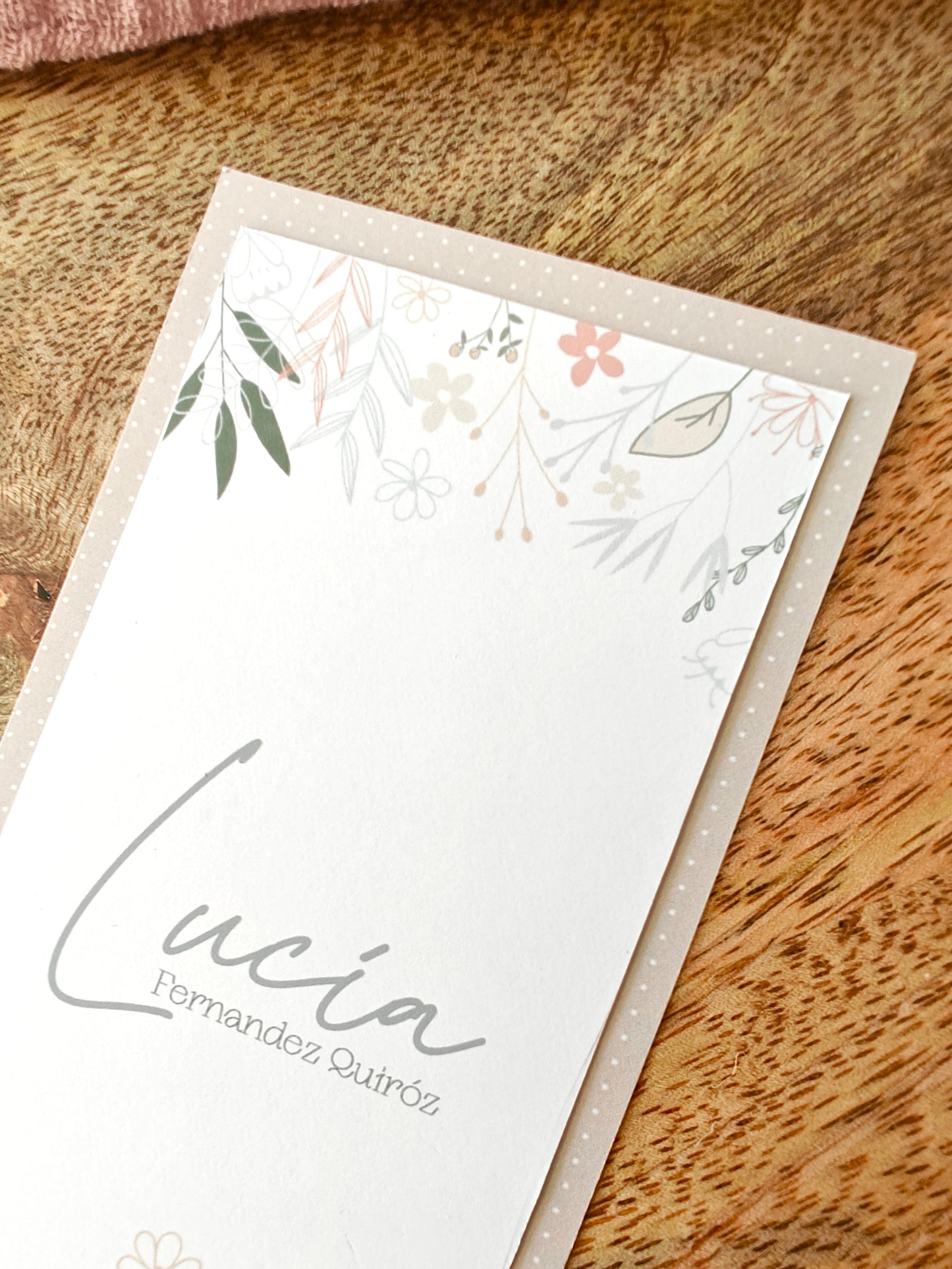 Recordatorio / Punto de libro personalizado Comunión COLECCIÓN PRIMAVERA