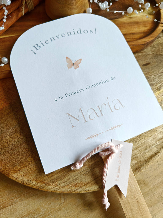 Abanico personalizado Comunión COLECCIÓN BUTTERFLY