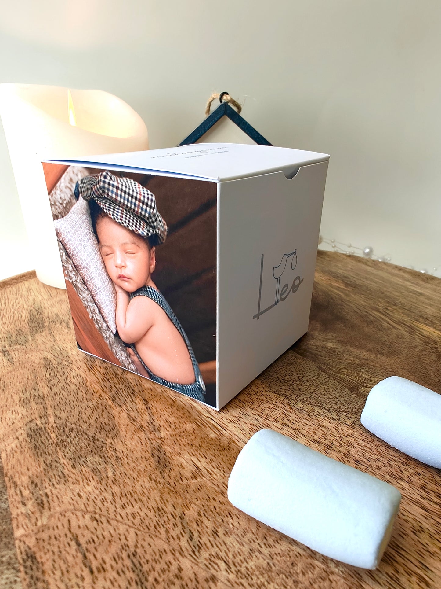 Caja sorpresa con foto personalizada Bautizo COLECCIÓN CIGÜEÑA