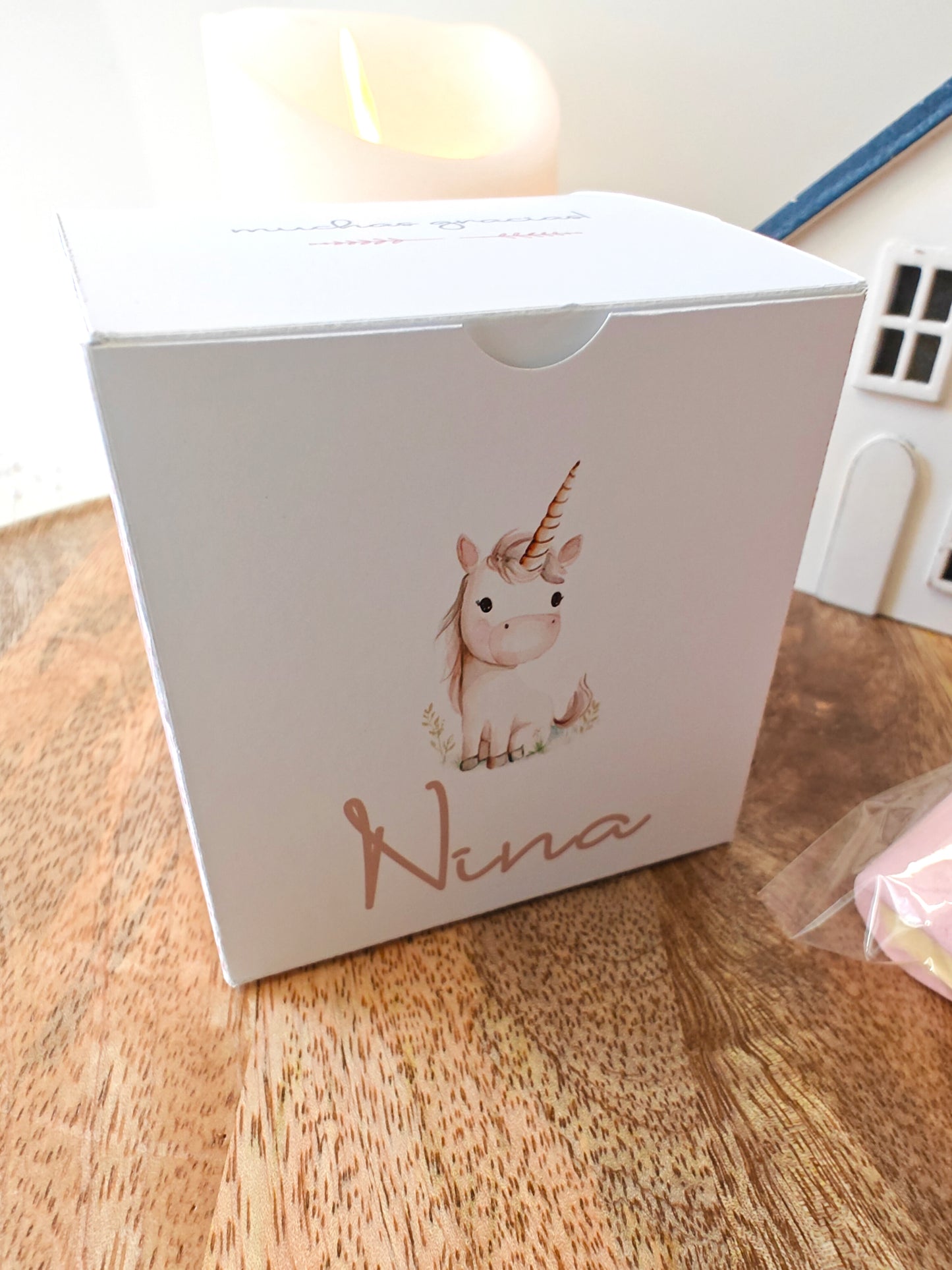 Caja sorpresa personalizada Bautizo COLECCIÓN UNICORNIO