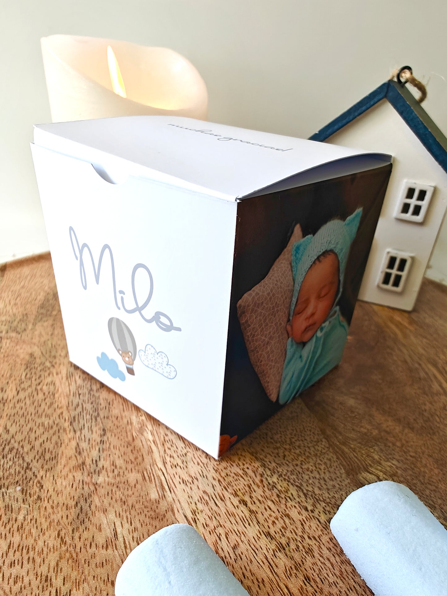 Caja sorpresa con foto personalizada Bautizo COLECCIÓN BALLÓN