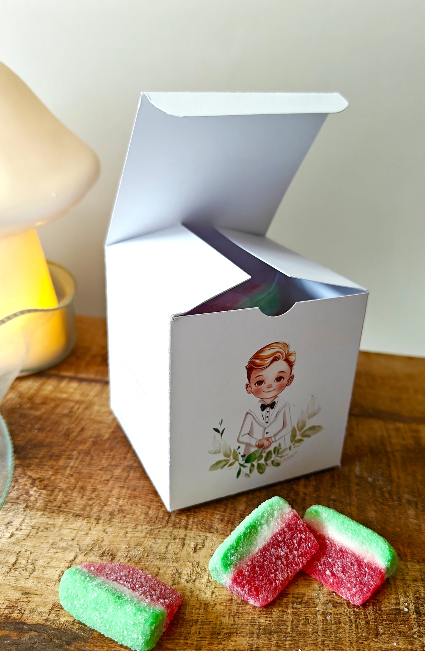 Caja sorpresa eprsonalizada Comunión COLECCIÓN EUCALIPTO