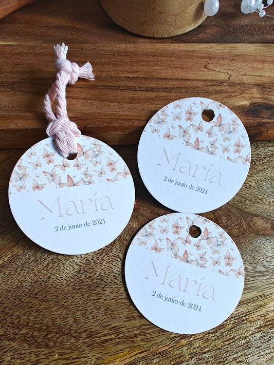 Pack x 15 Etiquetas, personalizadas Comunión COLECCIÓN BUTTERFLY