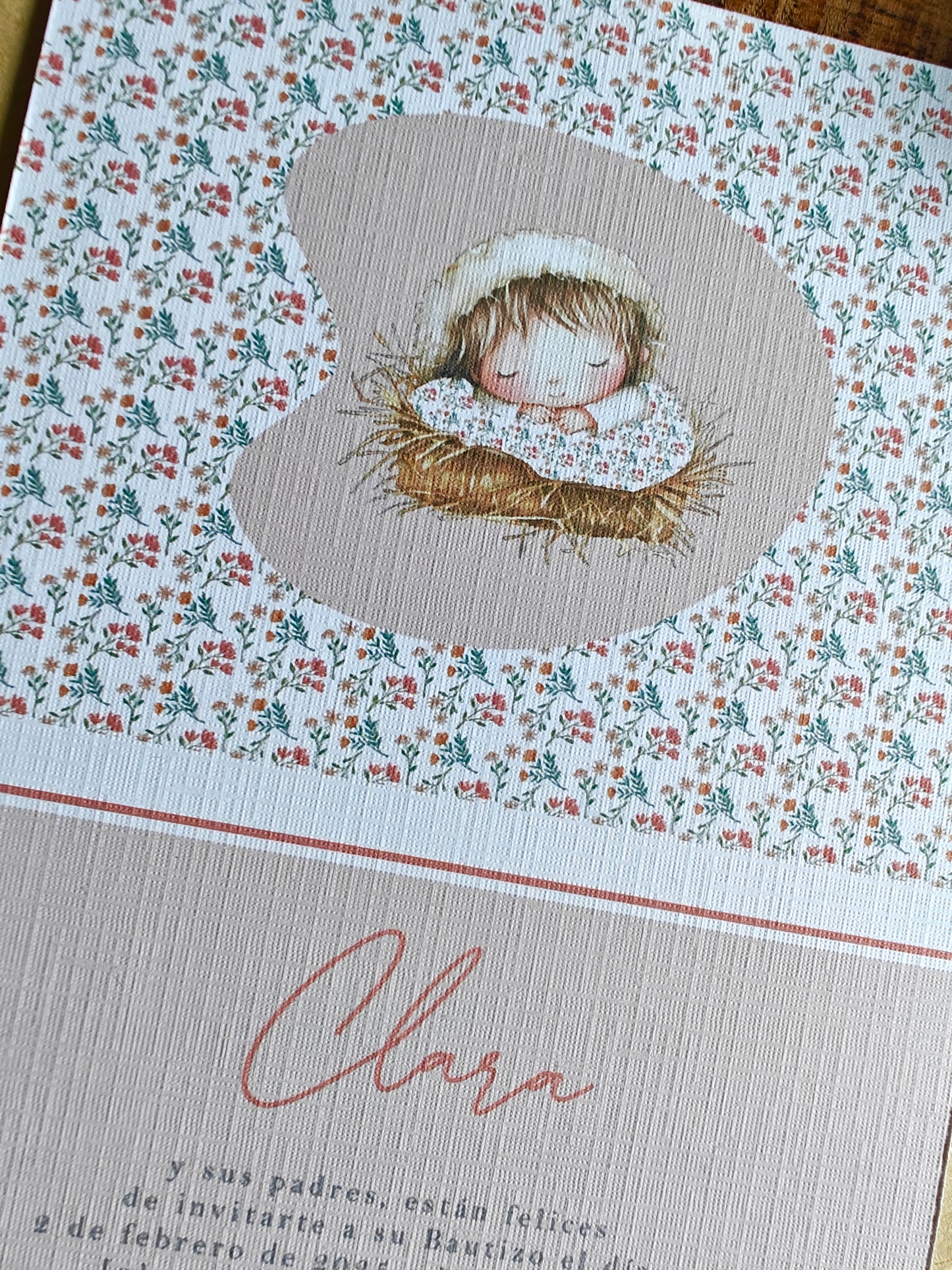 Invitación impresa personalizada Bautizo COLECCIÓN BABY GIRL