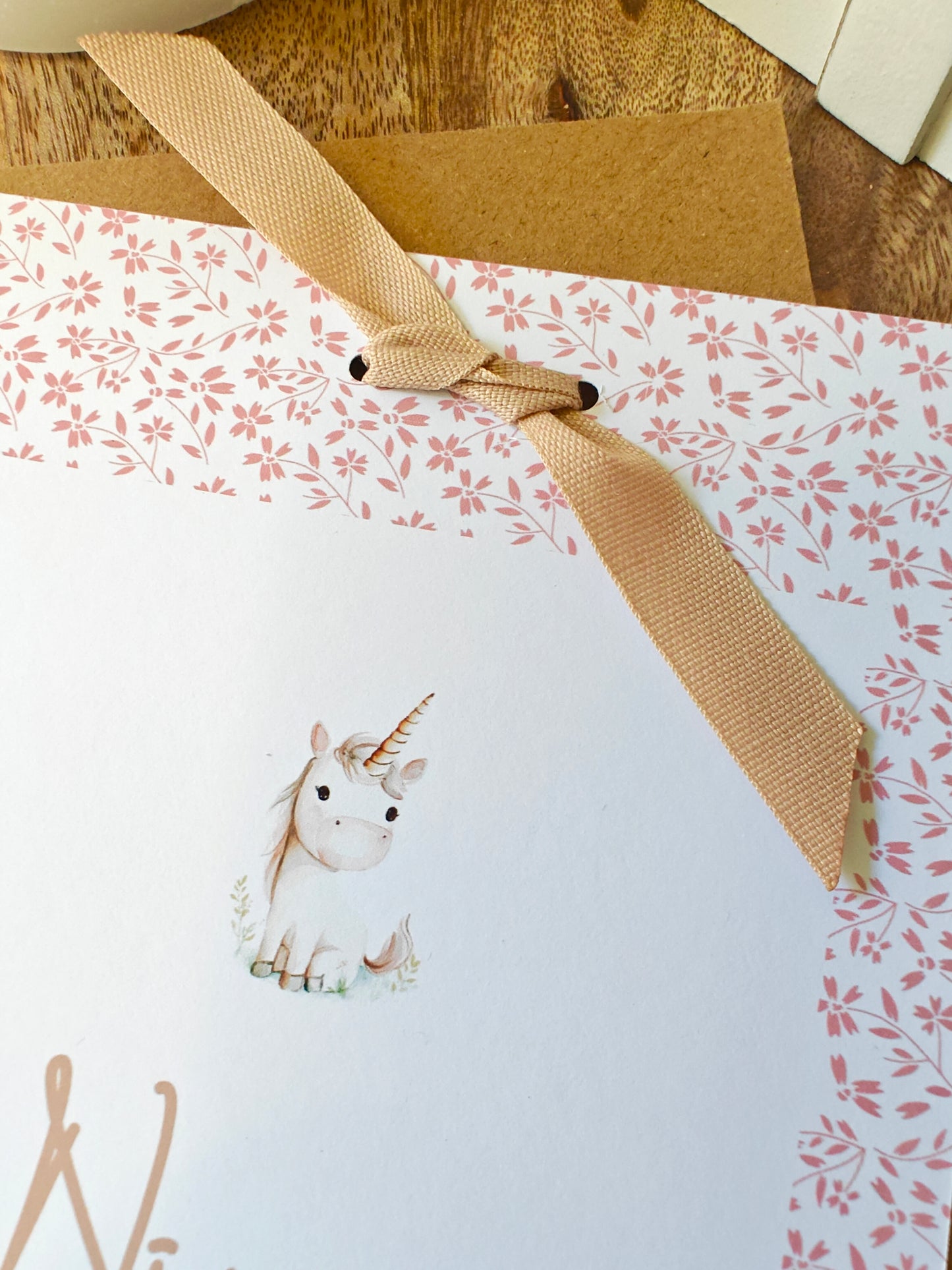 Invitación impresa personalizada Bautizo COLECCIÓN UNICORNIO