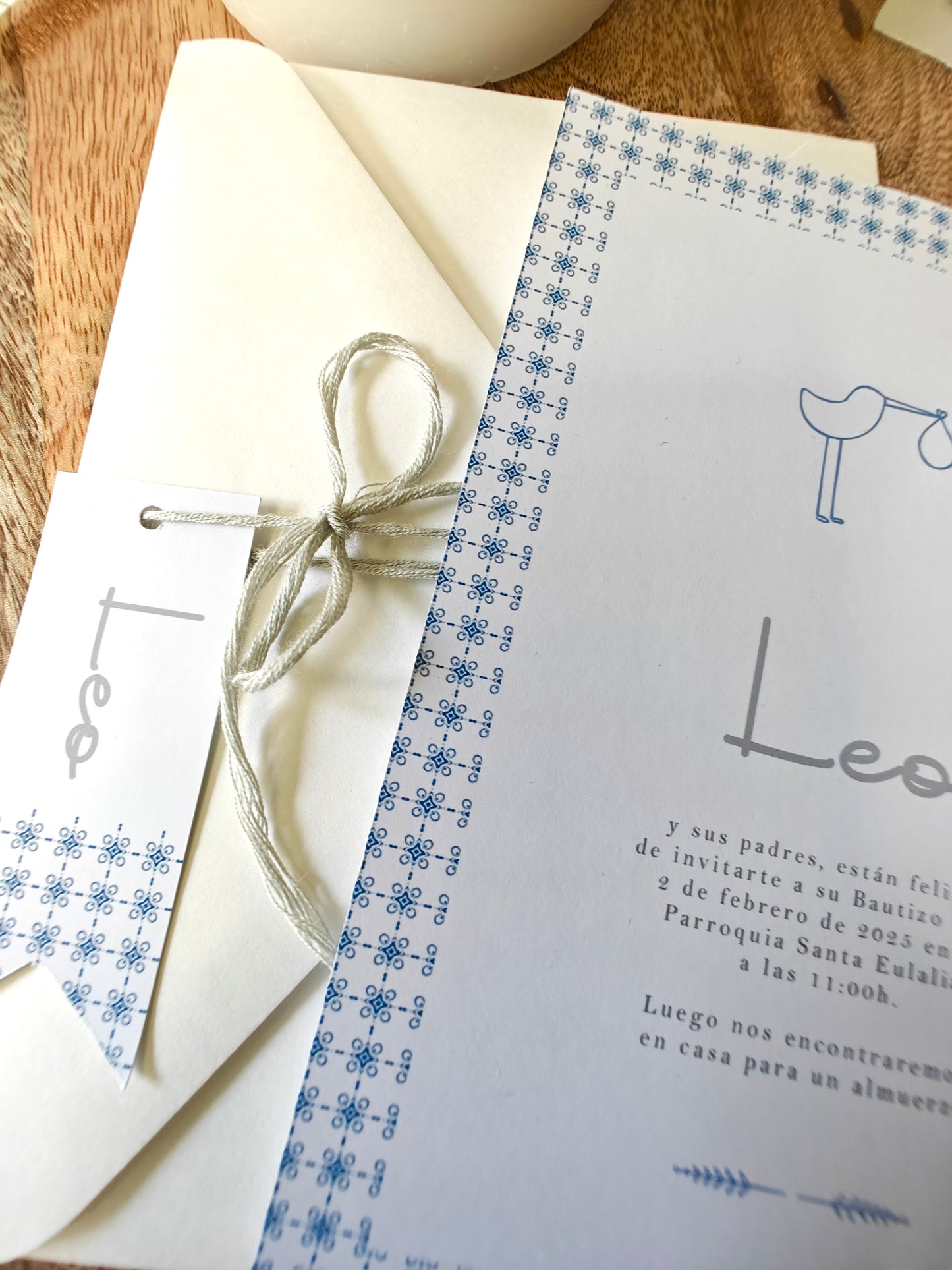 Invitación impresa personalizada Bautizo COLECCIÓN CIGÜEÑA