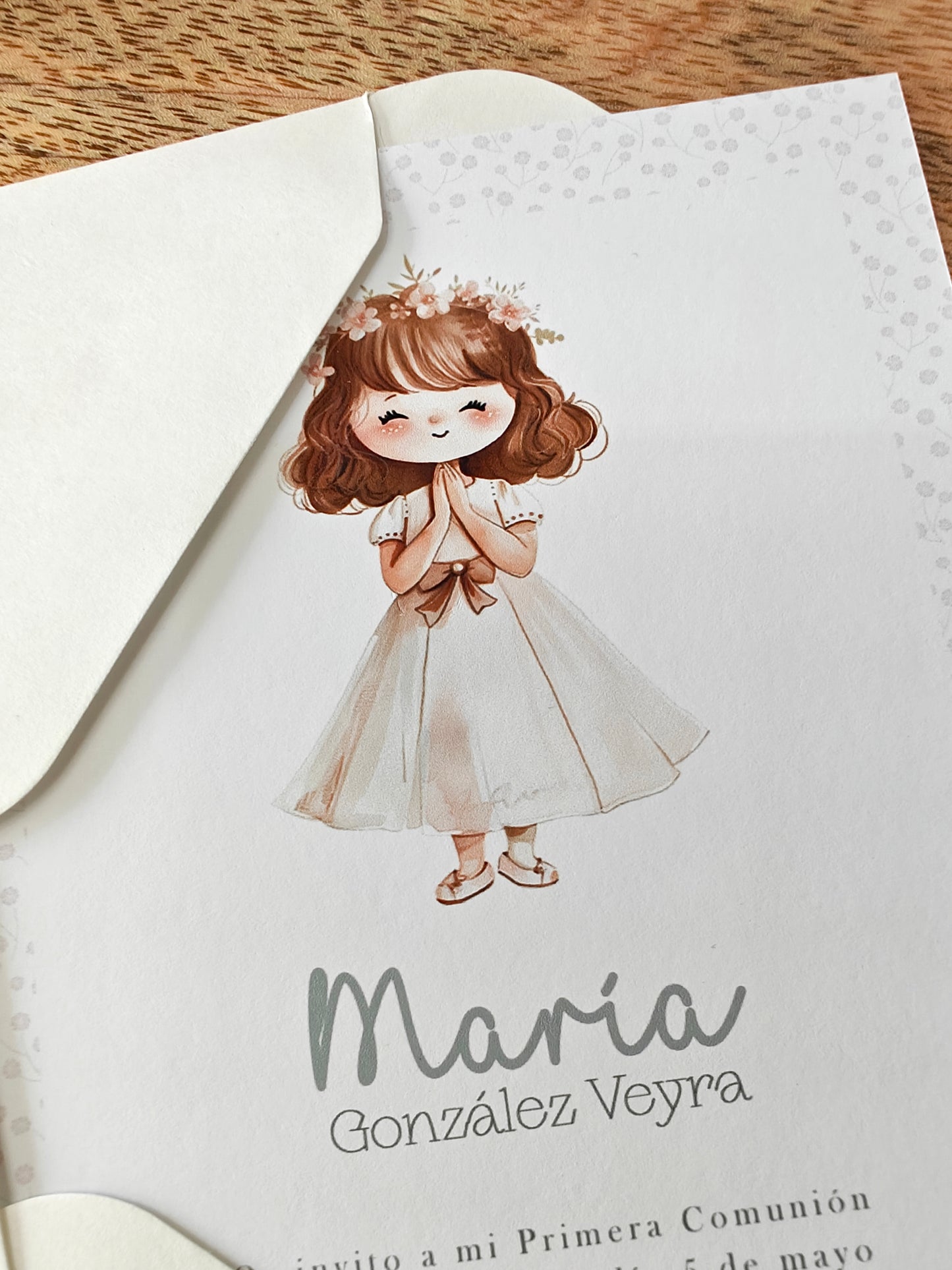 Invitación impresa personalizada Comunión COLECCIÓN ROSA