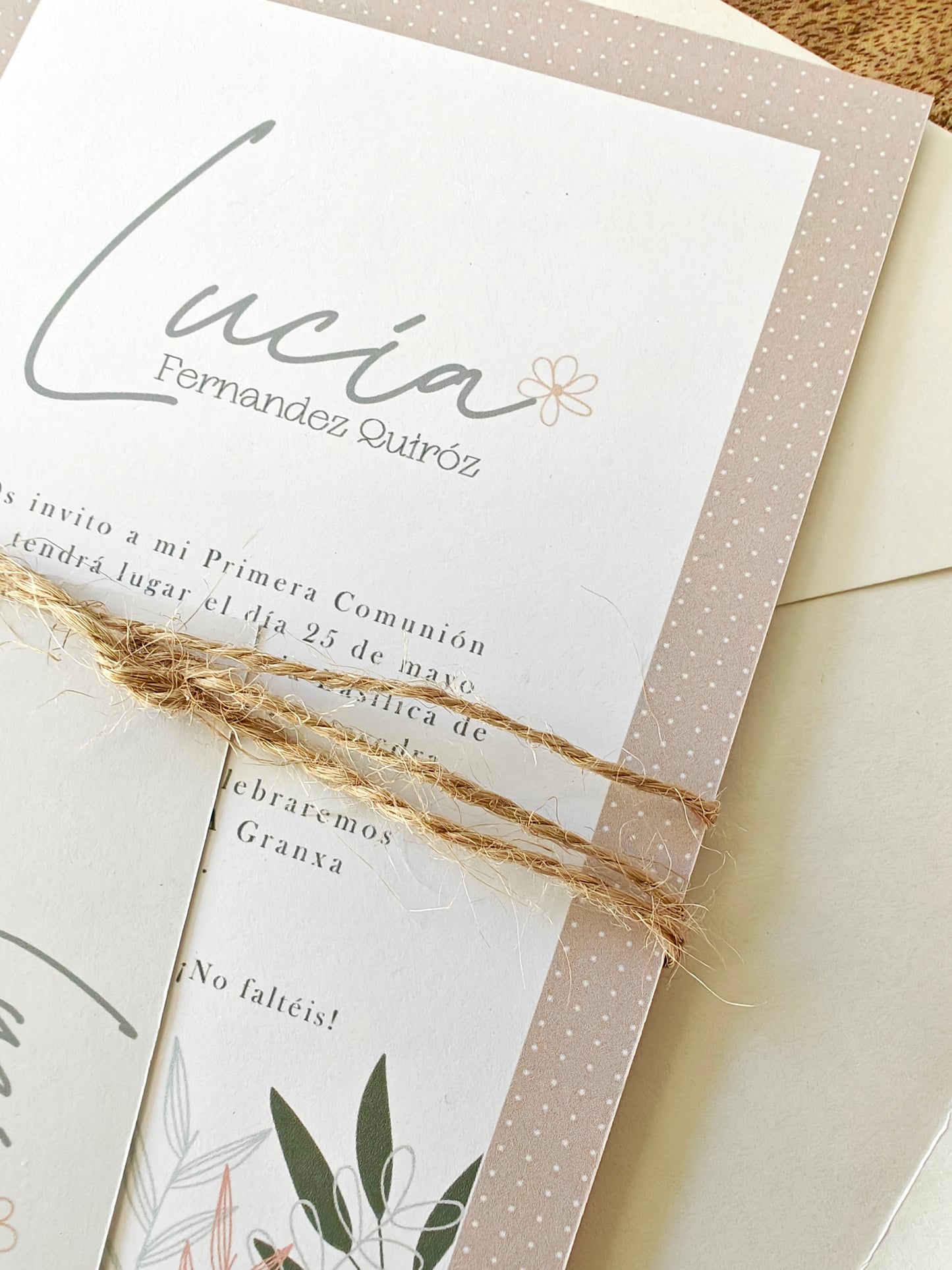 Invitación impresa personalizada Comunión COLECCIÓN PRIMAVERA