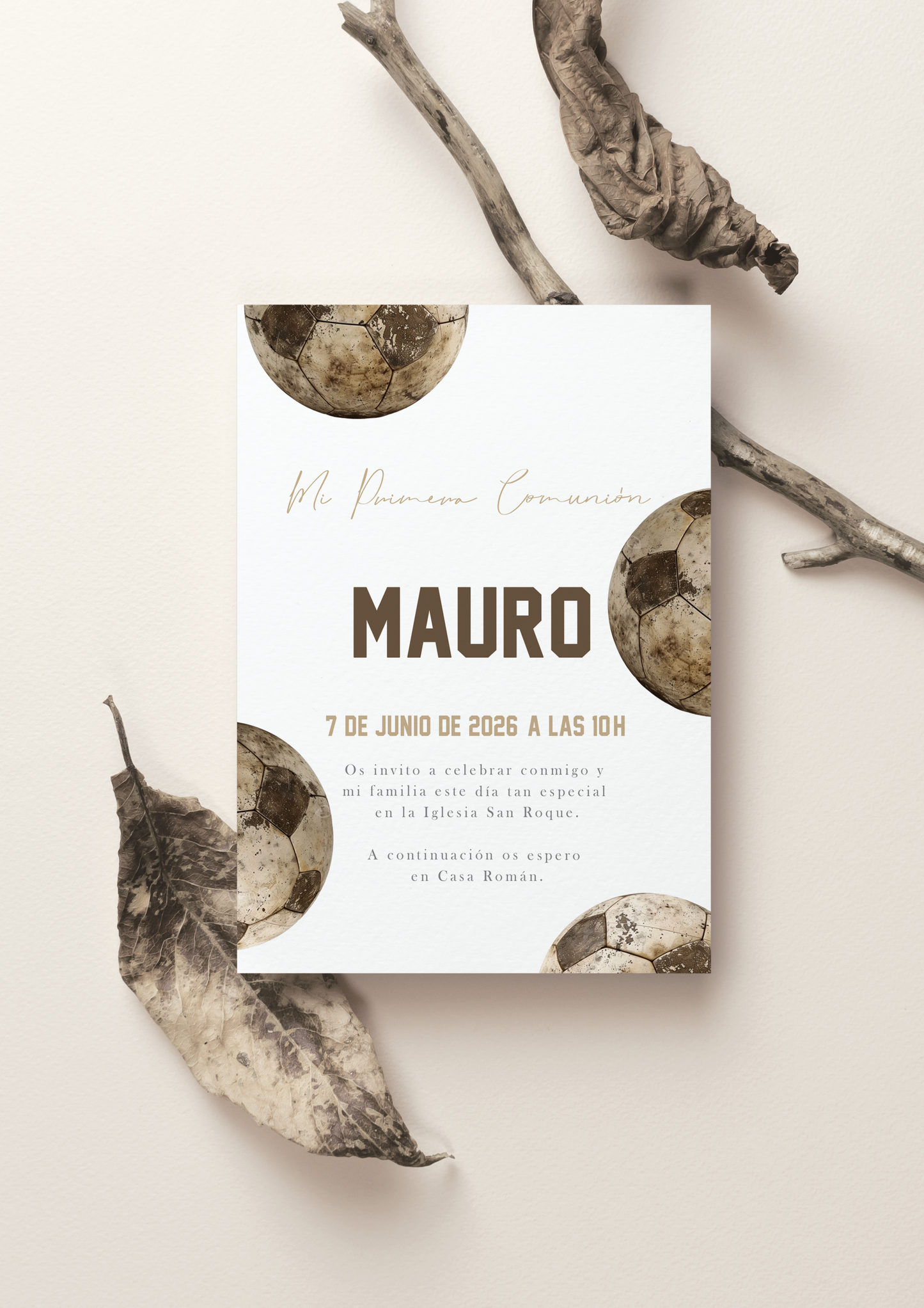 Invitación impresa personalizada Comunión COLECCIÓN FUTBOL (NEW)