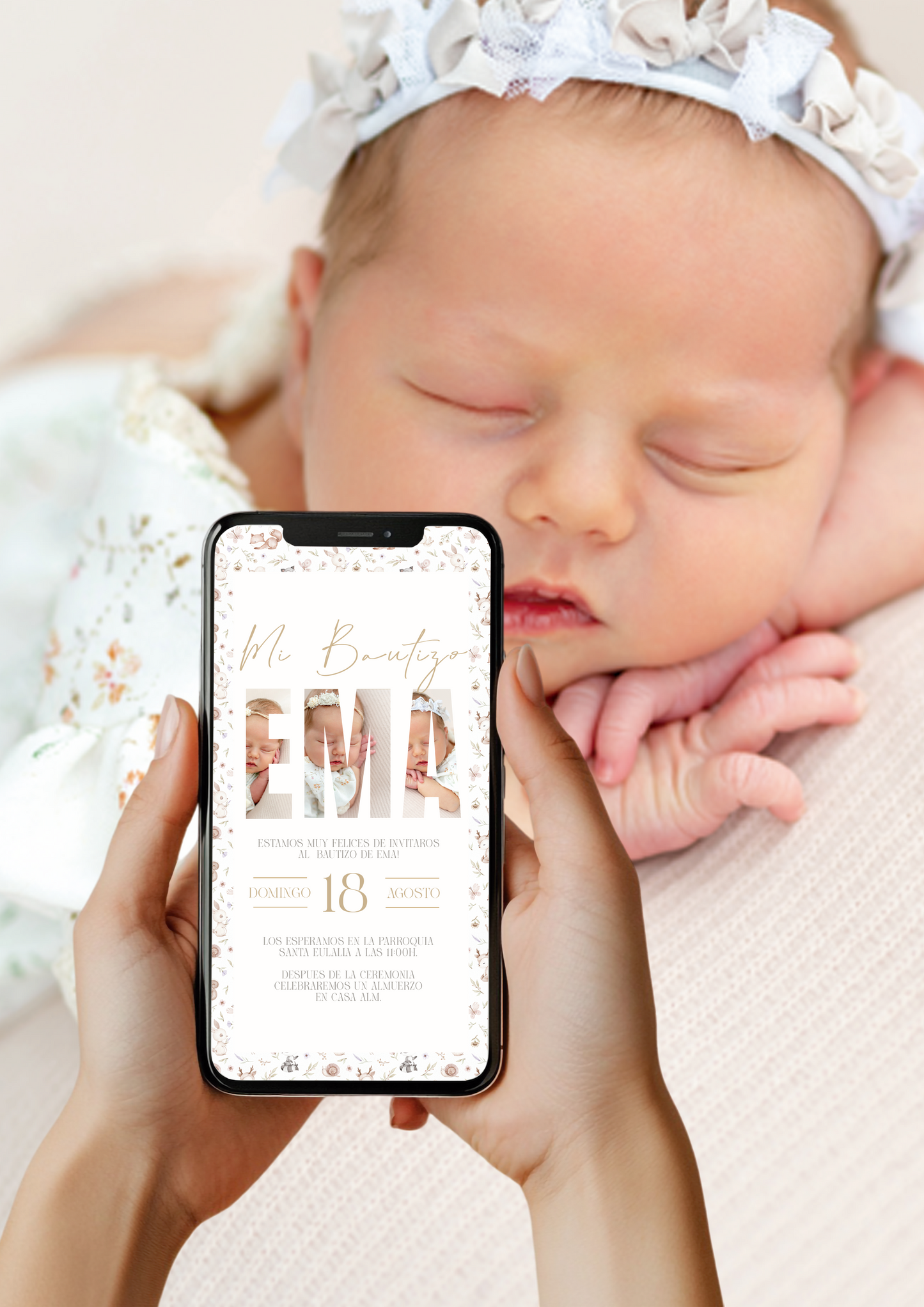 Invitación digital personalizada Bautizo COLECCIÓN WOODLAND ¨NEW¨