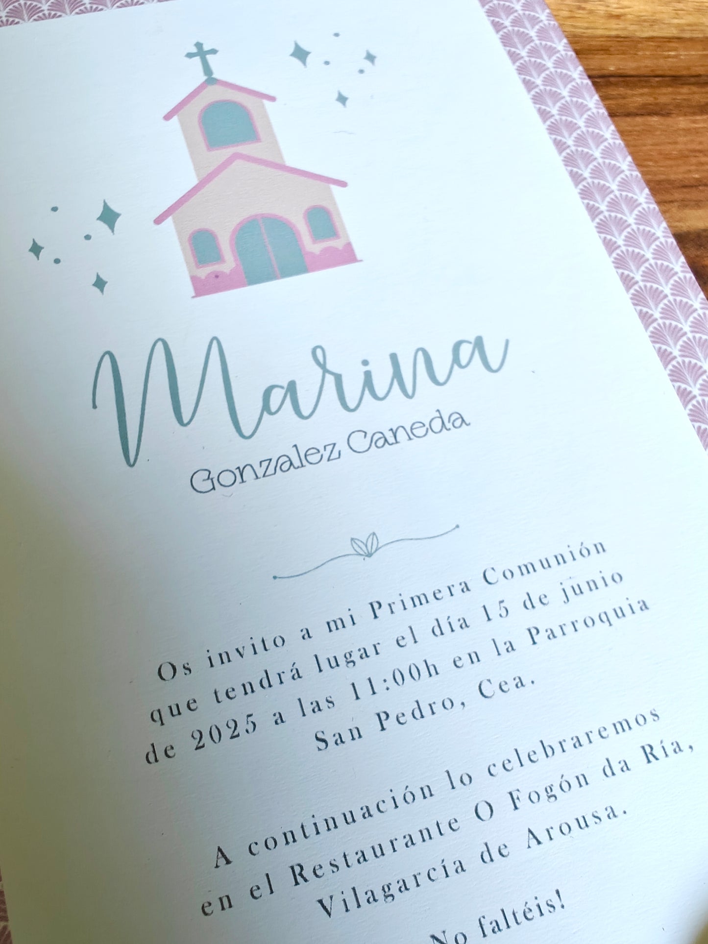 Invitación impresa personalizada Comunón COLECCIÓN IMAGINE CAPILLA