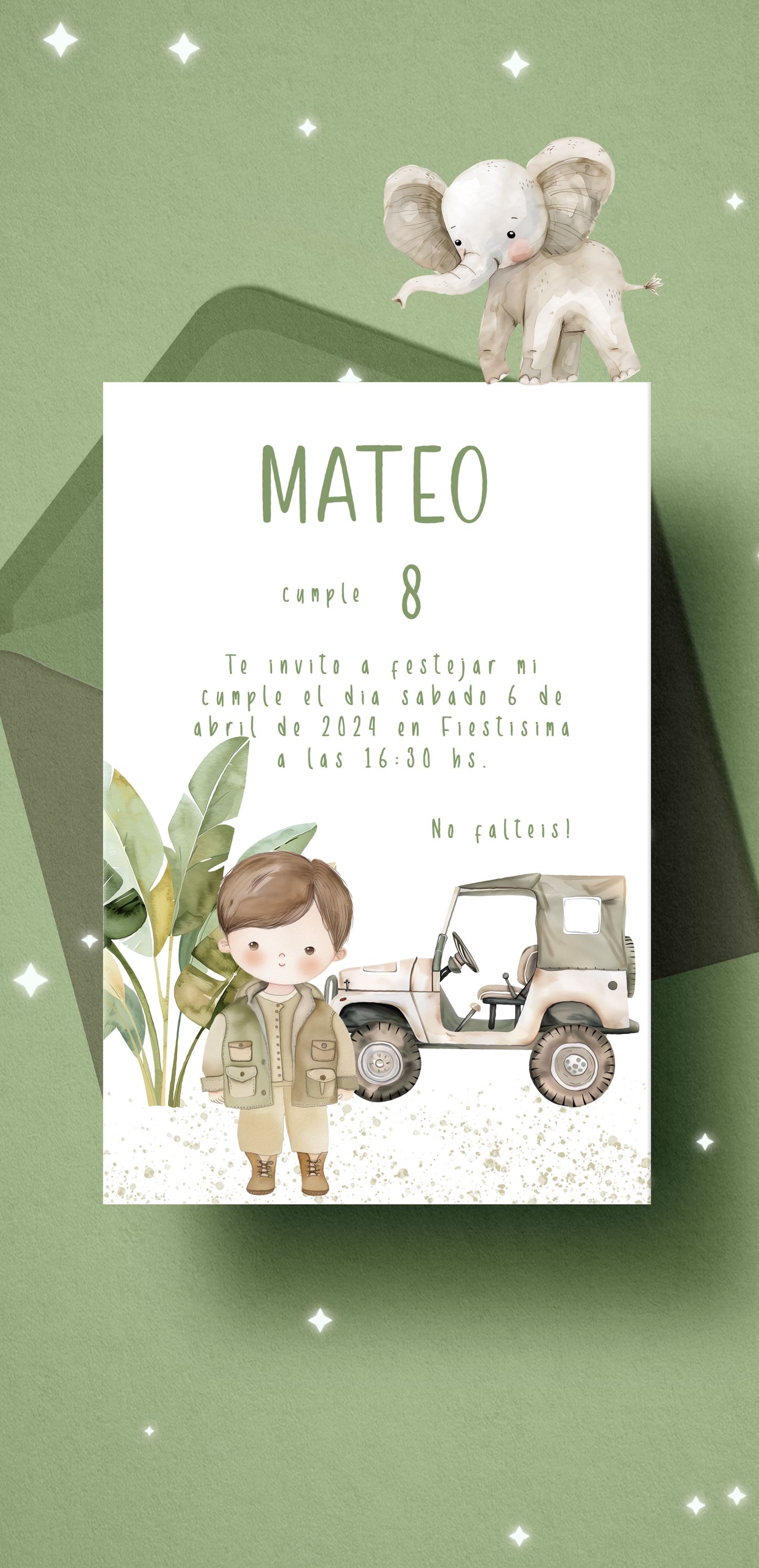 Invitación digital personalizada Festejos y cumpleaños (fondo sobre)
