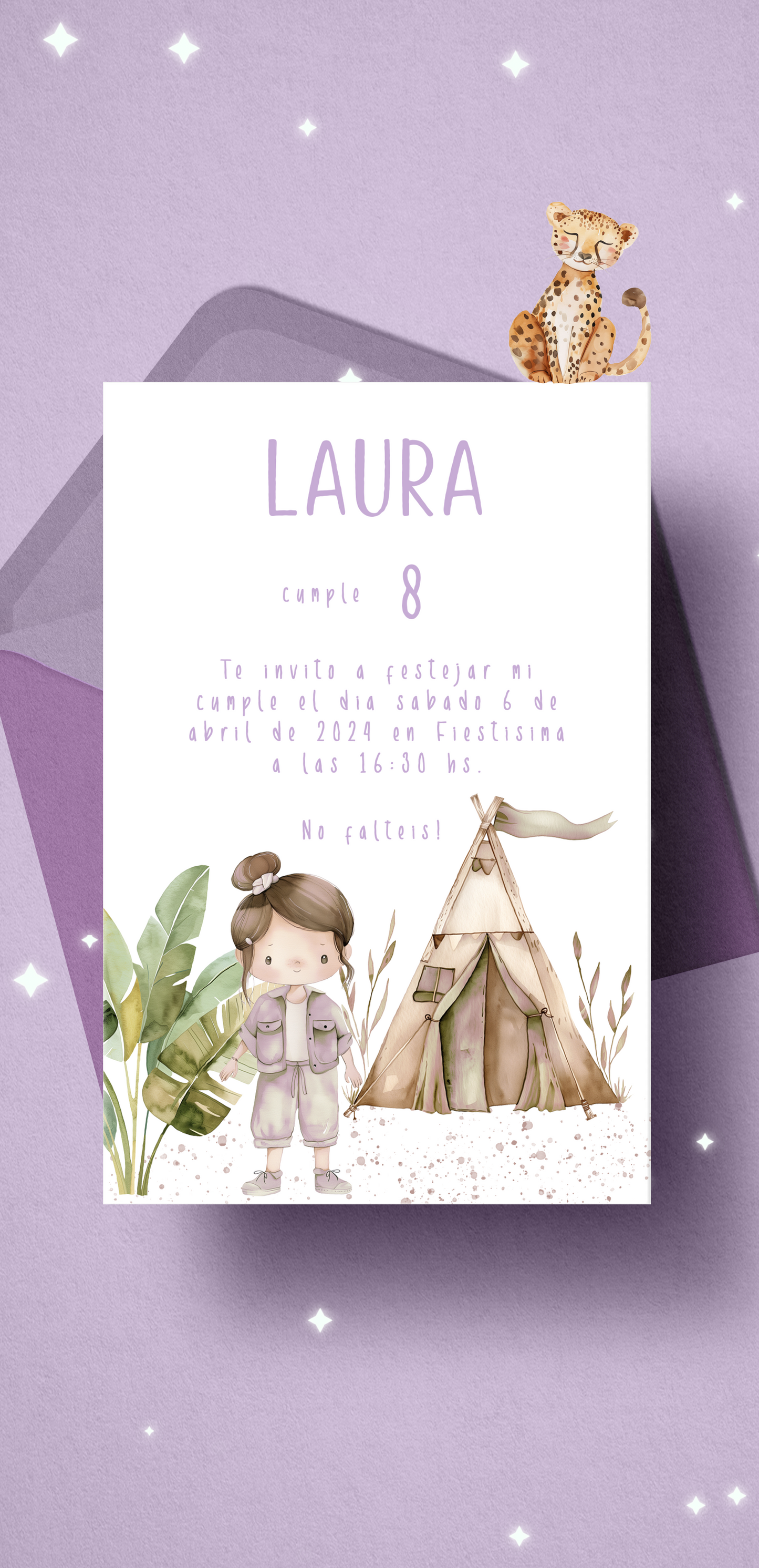 Invitación digital personalizada Festejos y cumpleaños (fondo sobre)
