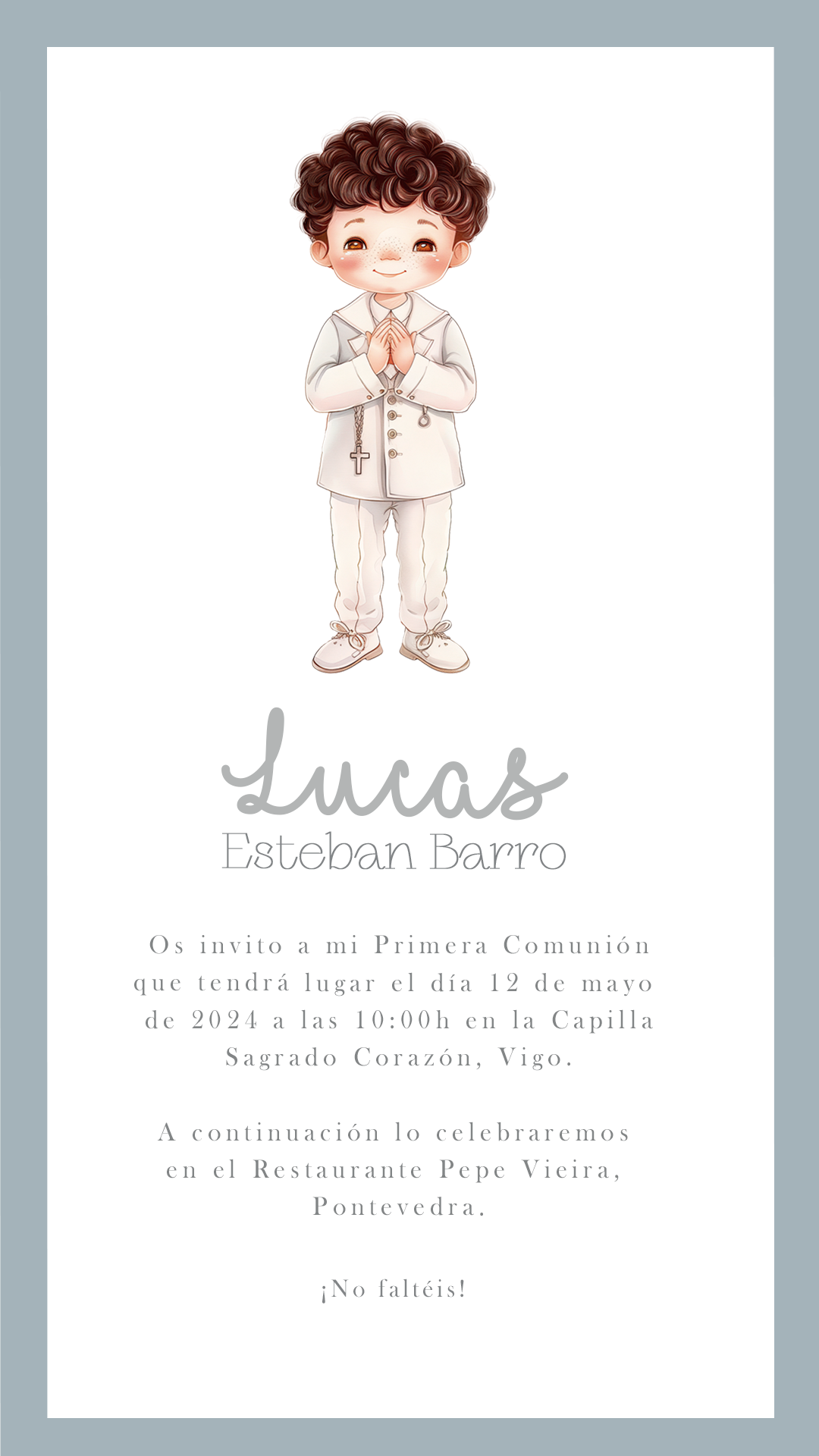 Invitación digital personalizada Comunión CIELO