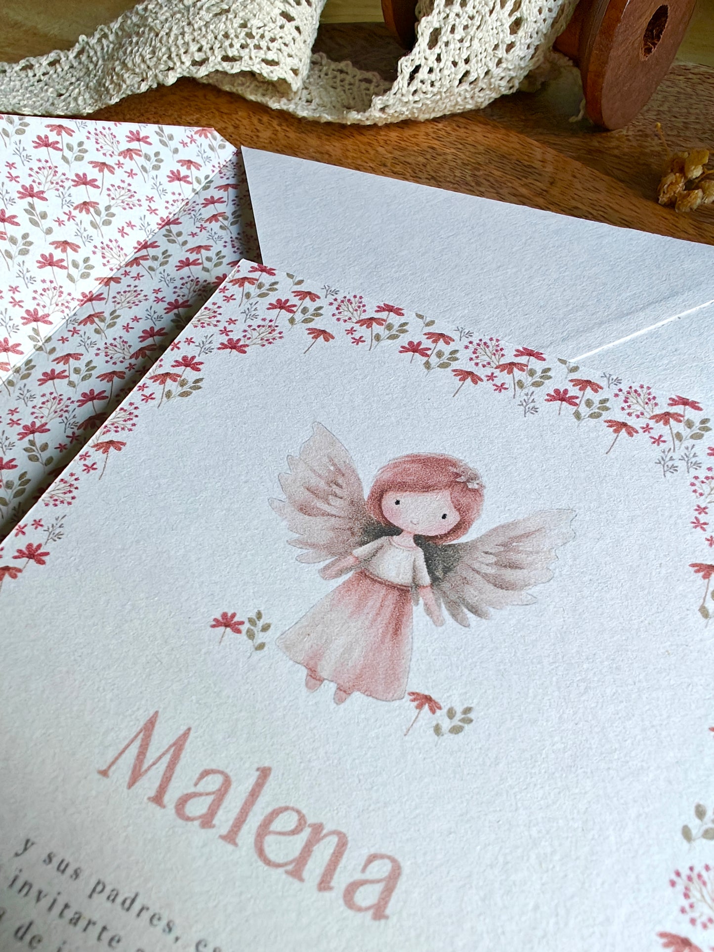 Invitación impresa personalizada Bautizo COLECCIÓN ANGELITO