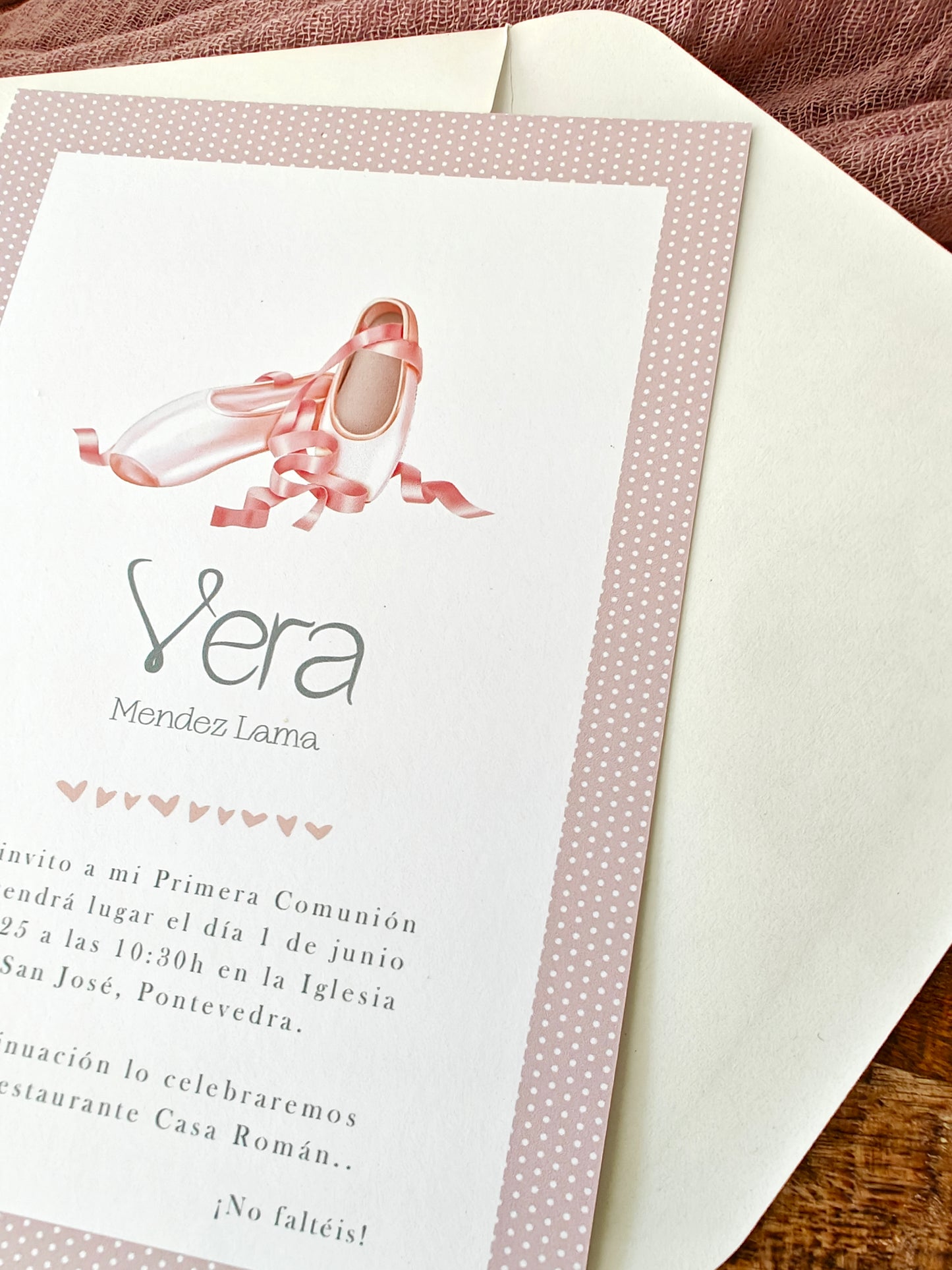 Invitación impresa personalizada Comunión COLECCIÓN BALLET