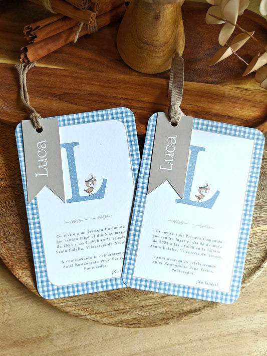 Invitación impresa personalizada Comunión COLECCIÓN INICIAL + Pajarito marinero