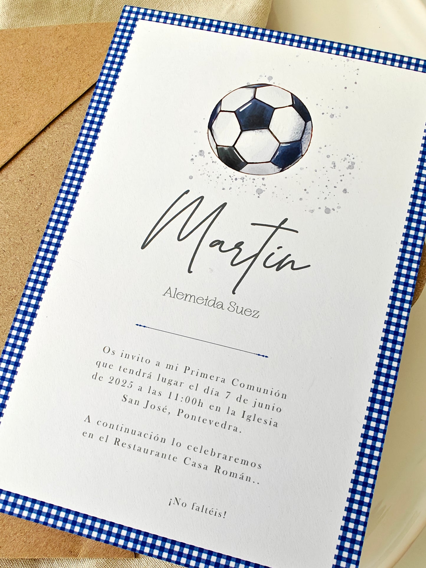 Invitación impresa personalizada Comunión COLECCIÓN FUTBOL