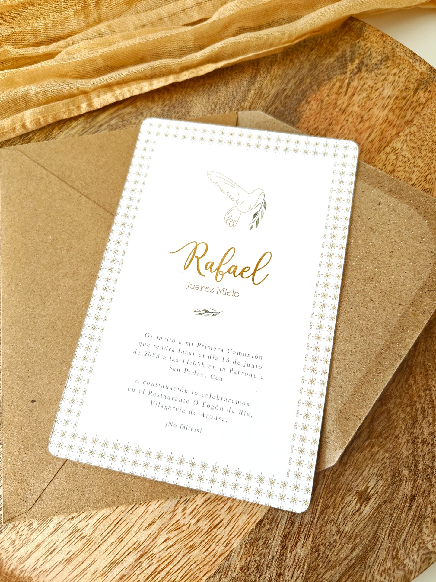 Invitación impresa personalizada Comunión COLECCIÓN PAZ
