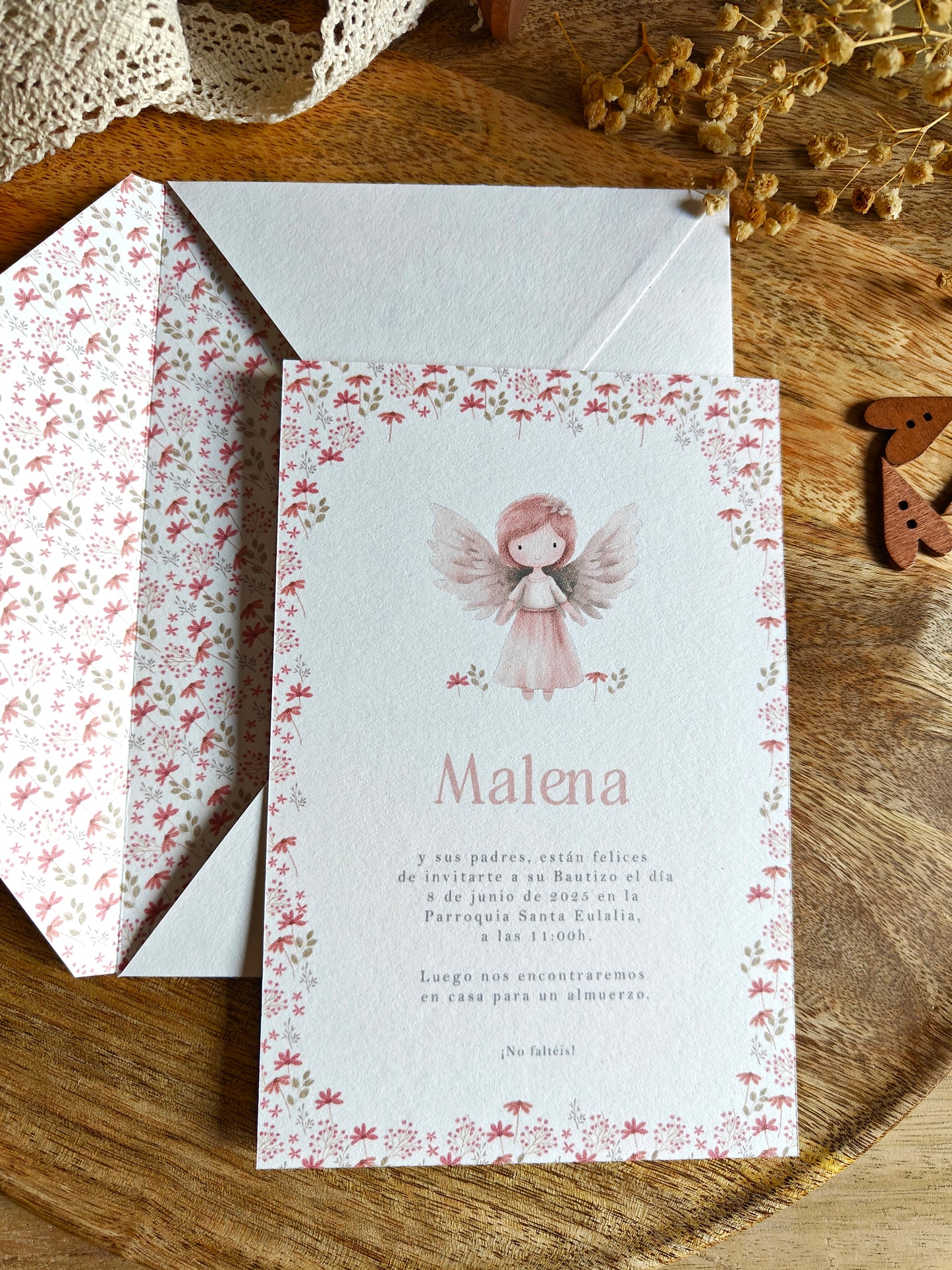 Invitación impresa personalizada Bautizo COLECCIÓN ANGELITO