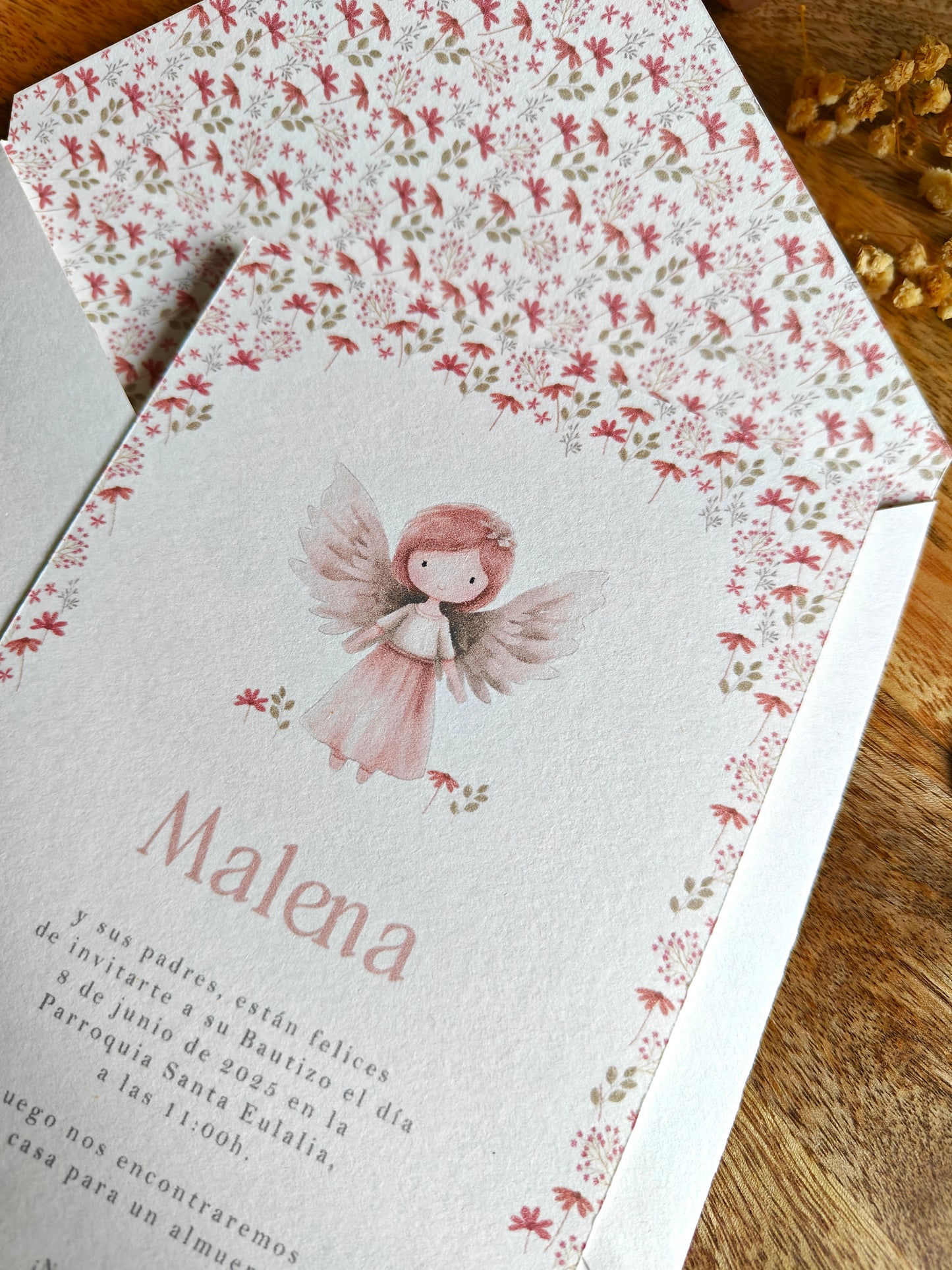 Invitación impresa personalizada Bautizo COLECCIÓN ANGELITO