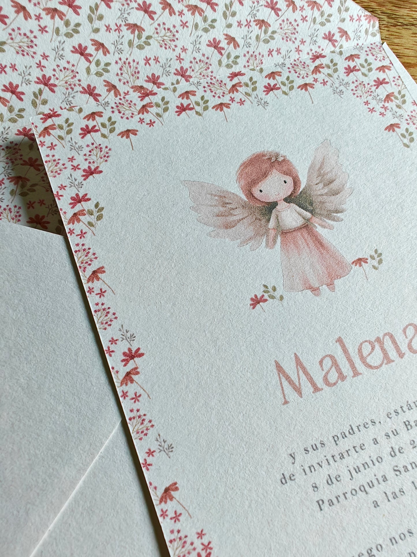 Invitación impresa personalizada Bautizo COLECCIÓN ANGELITO