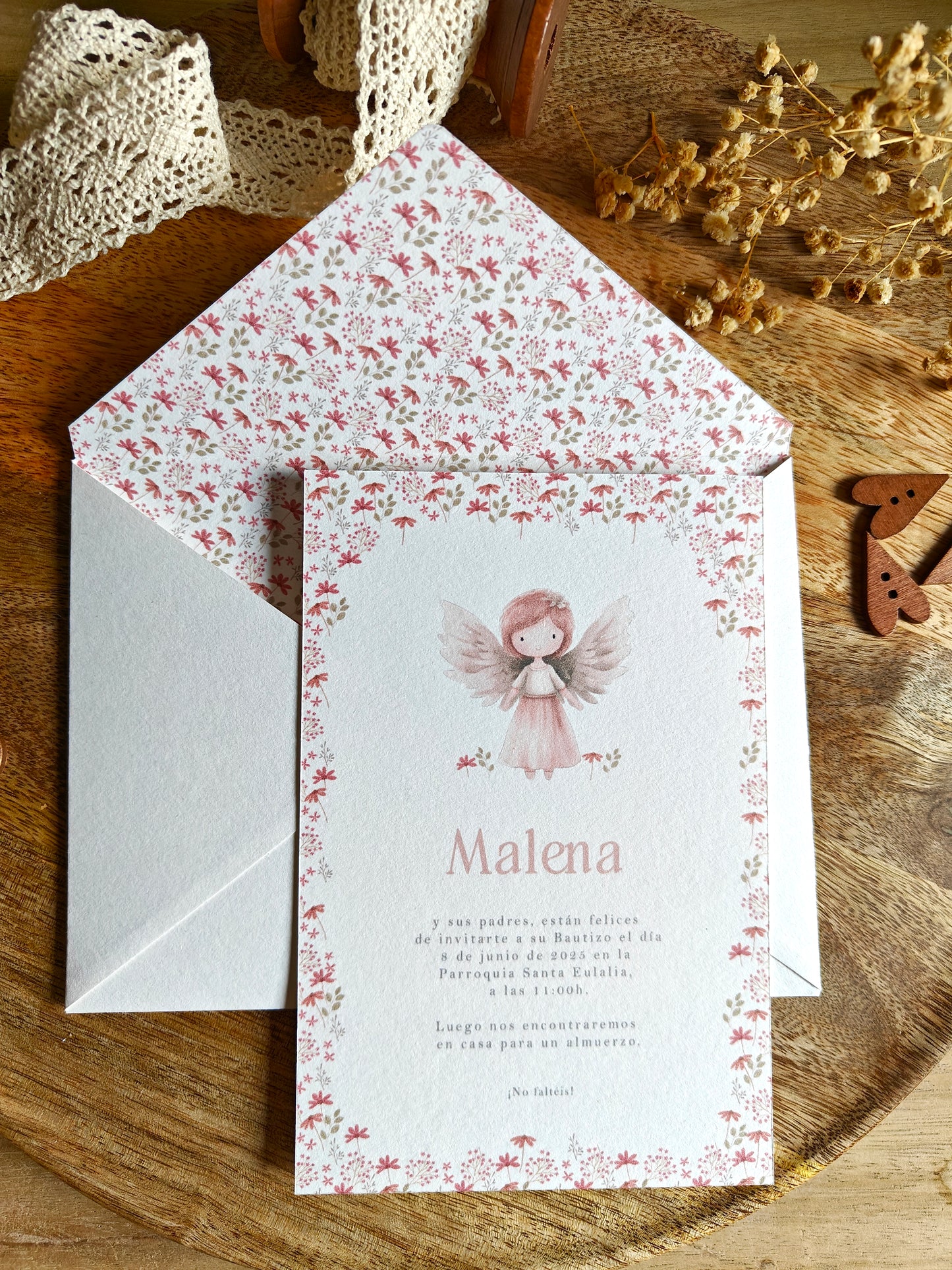 Invitación impresa personalizada Bautizo COLECCIÓN ANGELITO