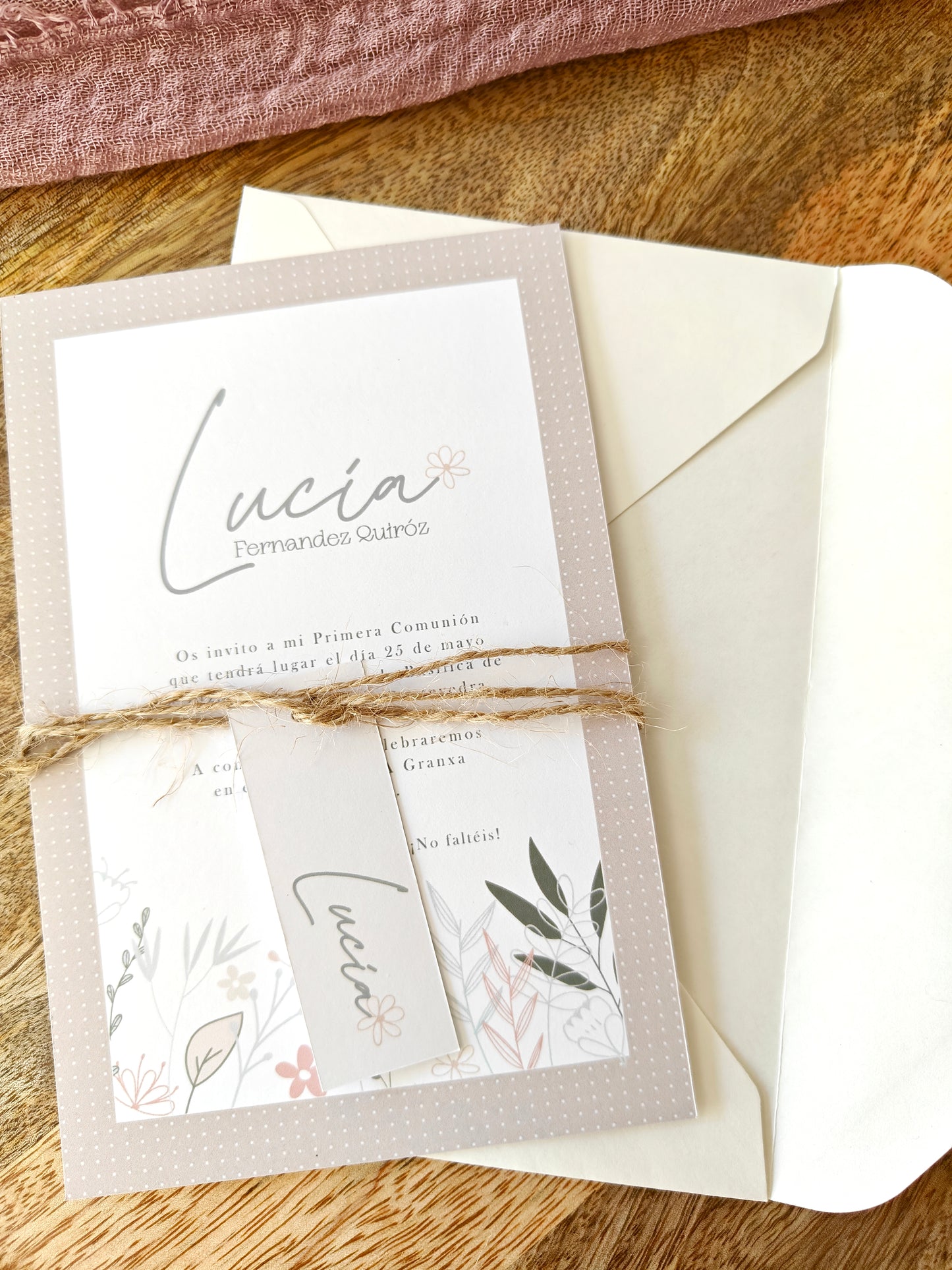 Invitación impresa personalizada Comunión COLECCIÓN PRIMAVERA
