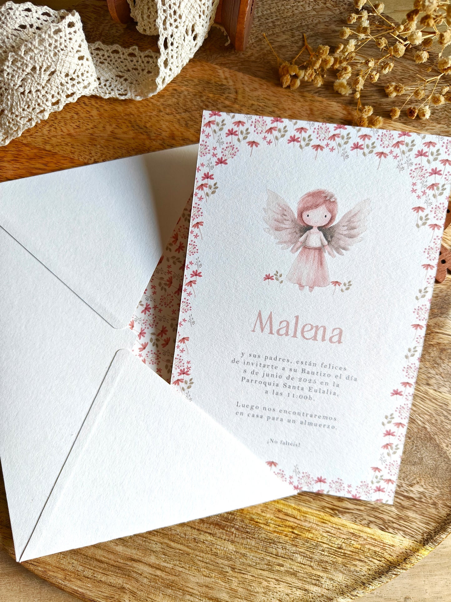 Invitación impresa personalizada Bautizo COLECCIÓN ANGELITO