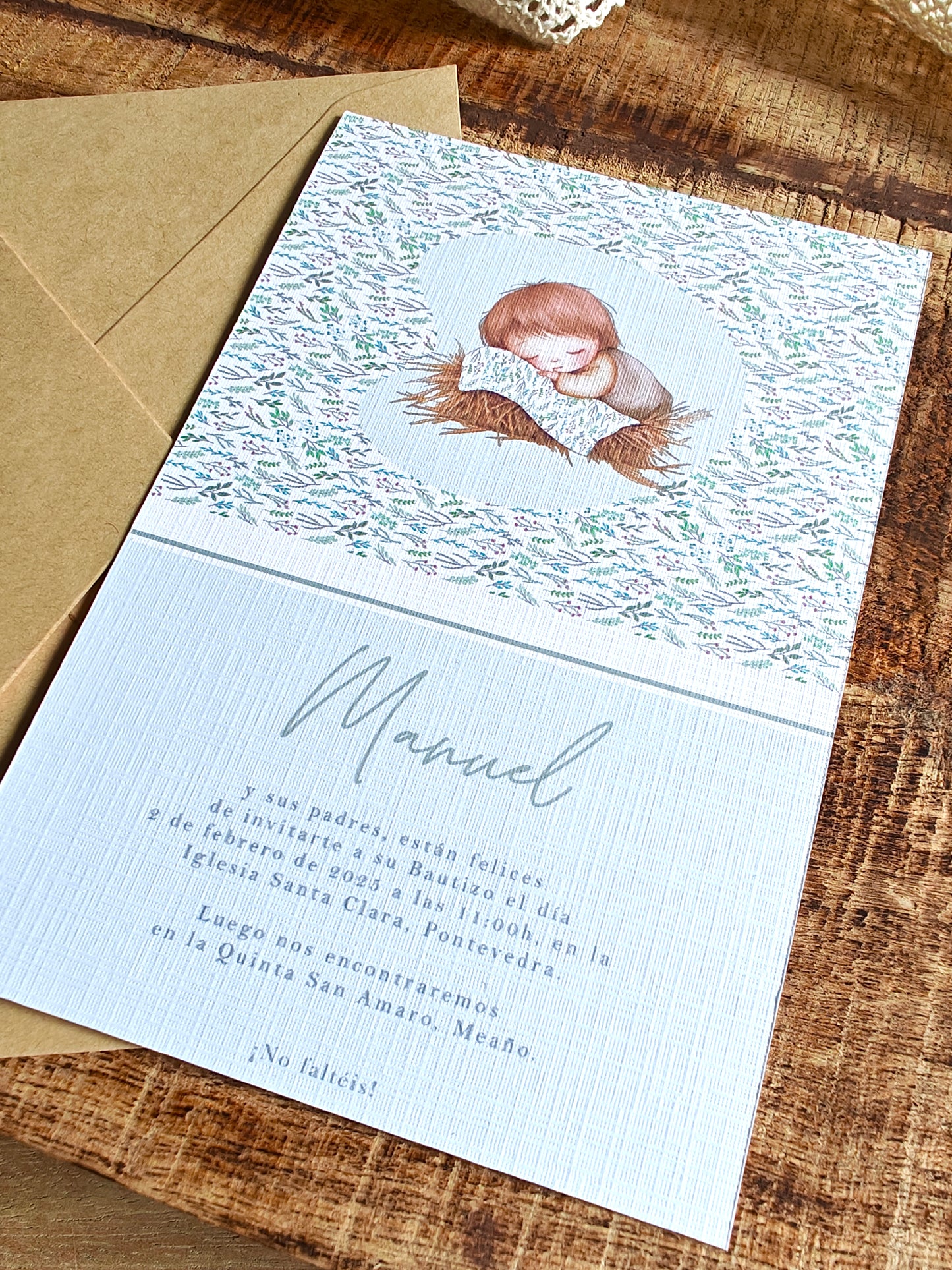 Invitación impresa personalizada Bautizo COLECCIÓN BABY BOY
