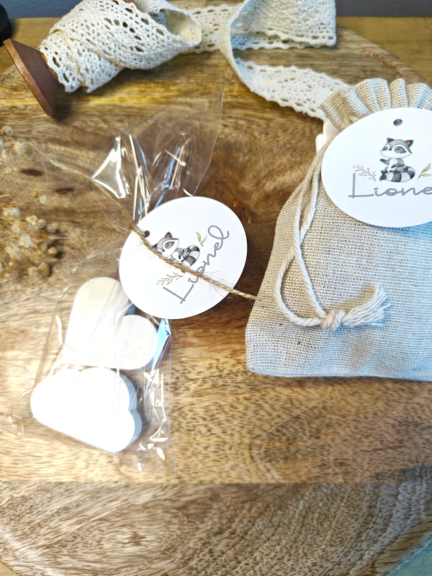 Jabones formas artesanales pack x 2 personalizado , Bautizo COLECCCIÓN WOODLAND