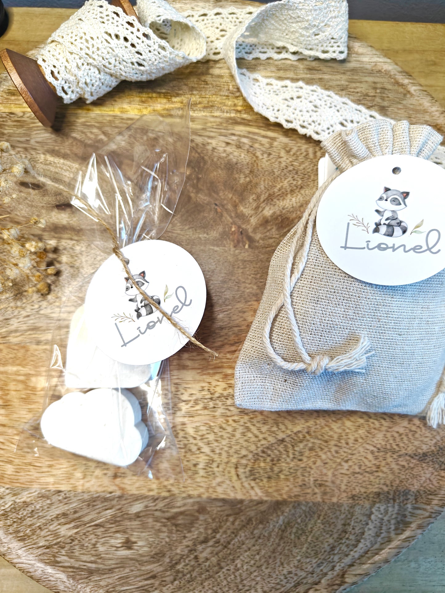 Jabones formas artesanales pack x 2 personalizado , Bautizo COLECCCIÓN WOODLAND