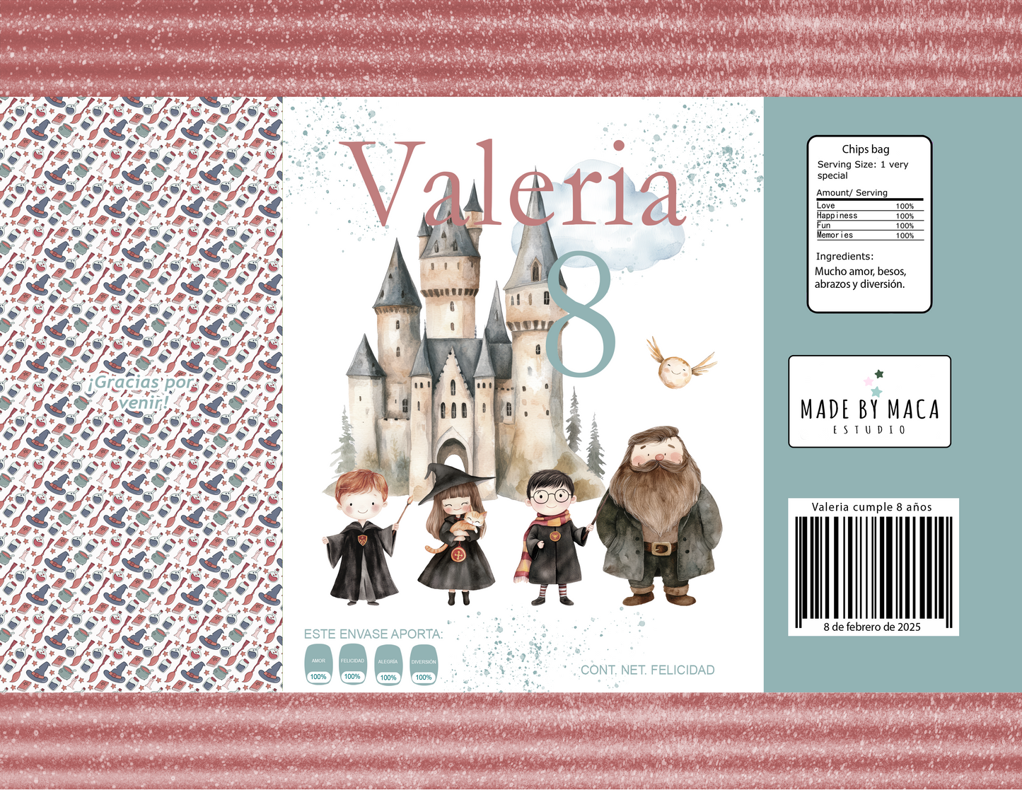 Pack decoración, papelería y detalles (Cuentos clásicos) Festejos y cumpleaños LITTLE WIZARDS