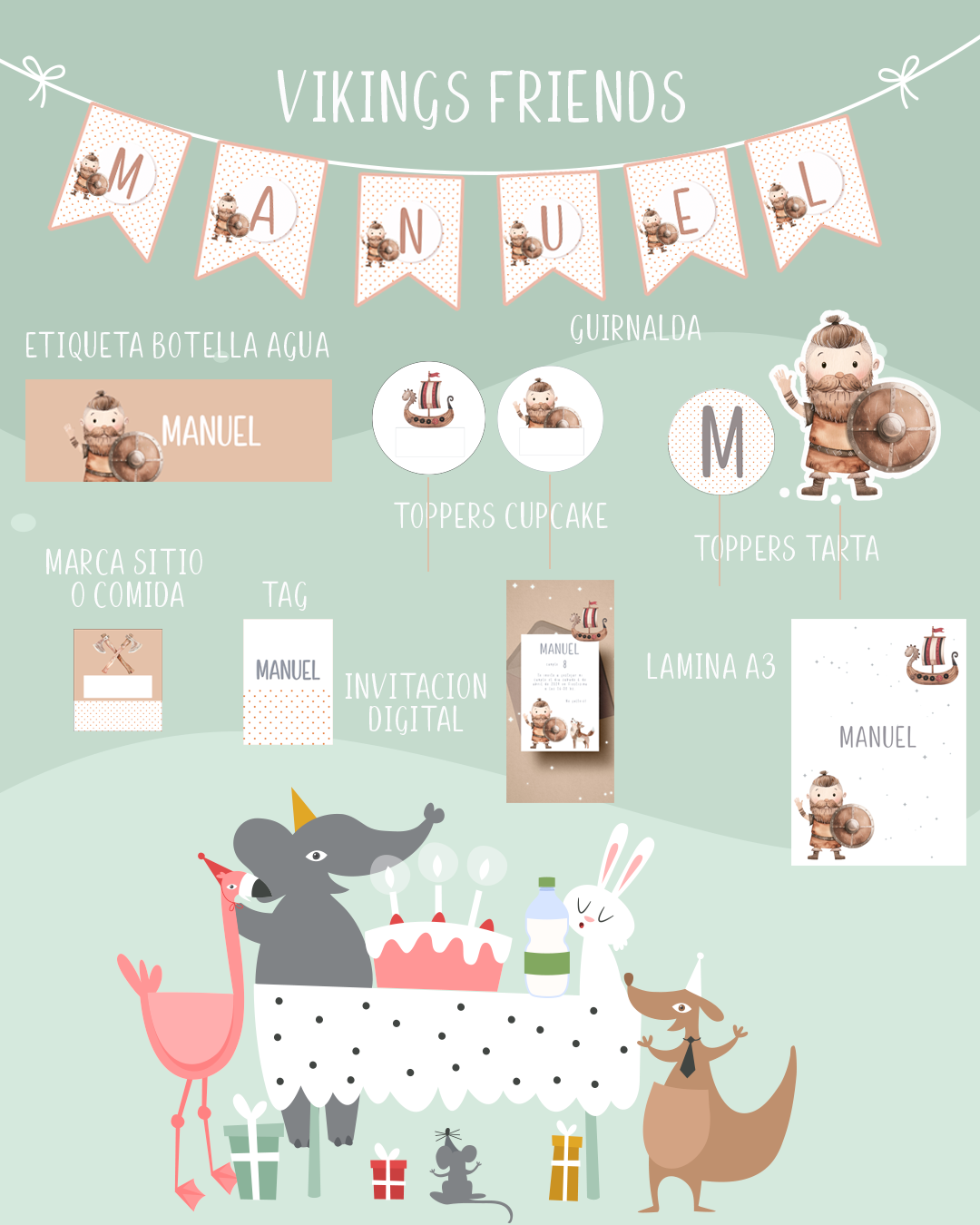 invitacion digital, laminas, topper tarta etc