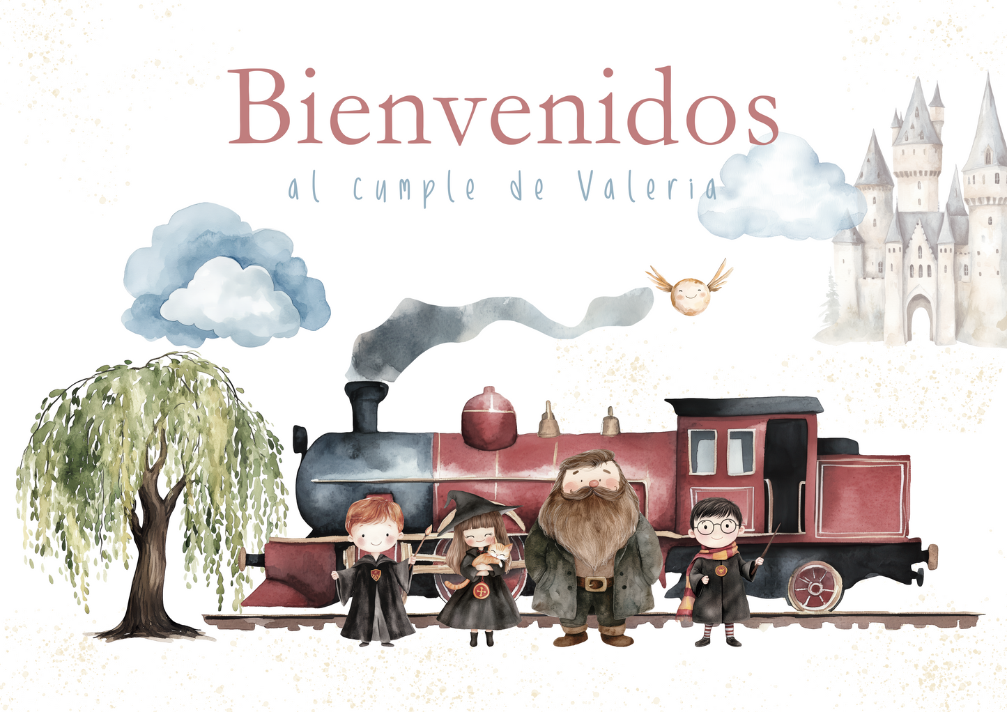 Pack decoración, papelería y detalles (Cuentos clásicos) Festejos y cumpleaños LITTLE WIZARDS