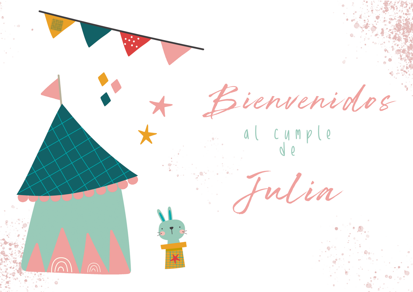 Pack decoración, papelería y detalles Festejos y cumpleaños CIRCUS FUN (con chocolatina)