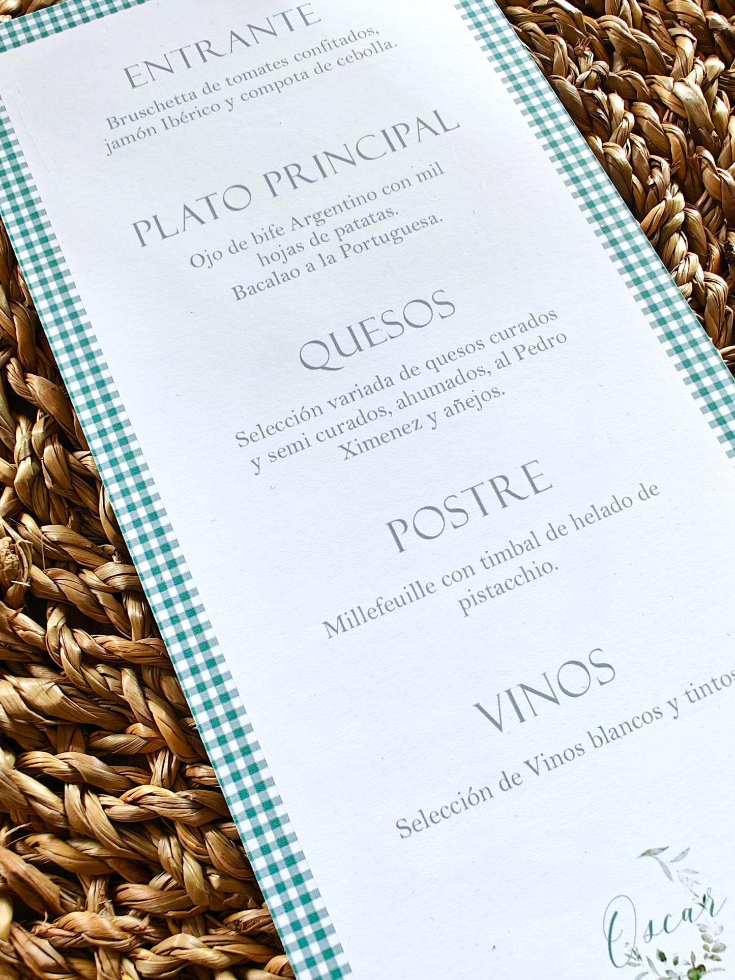 Minuta - Menú para mesa personalizado Primera Comunión COLECCIÓN VERONA