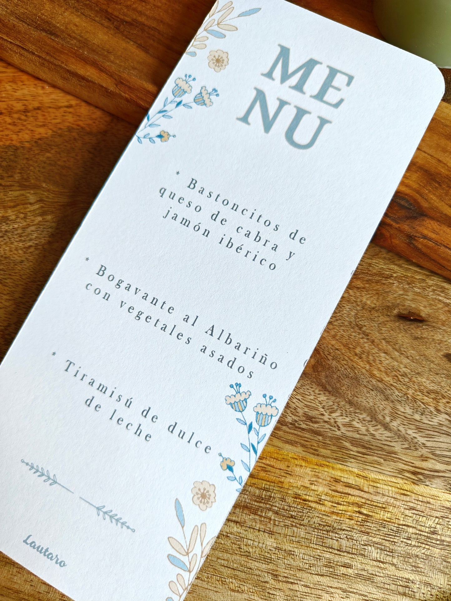 Minuta - Menú para mesa personalizado Bautizo