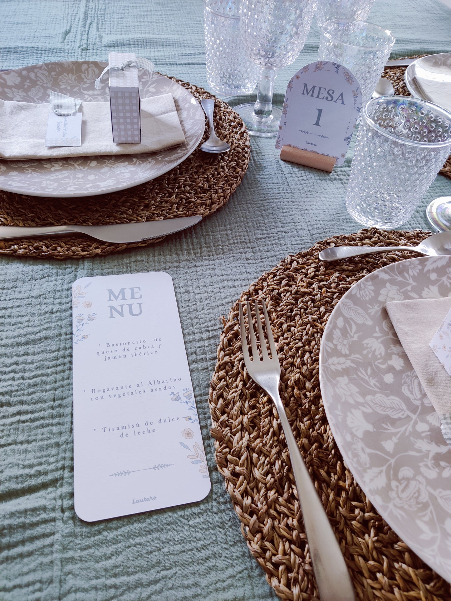 Minuta - Menú para mesa personalizado Bautizo