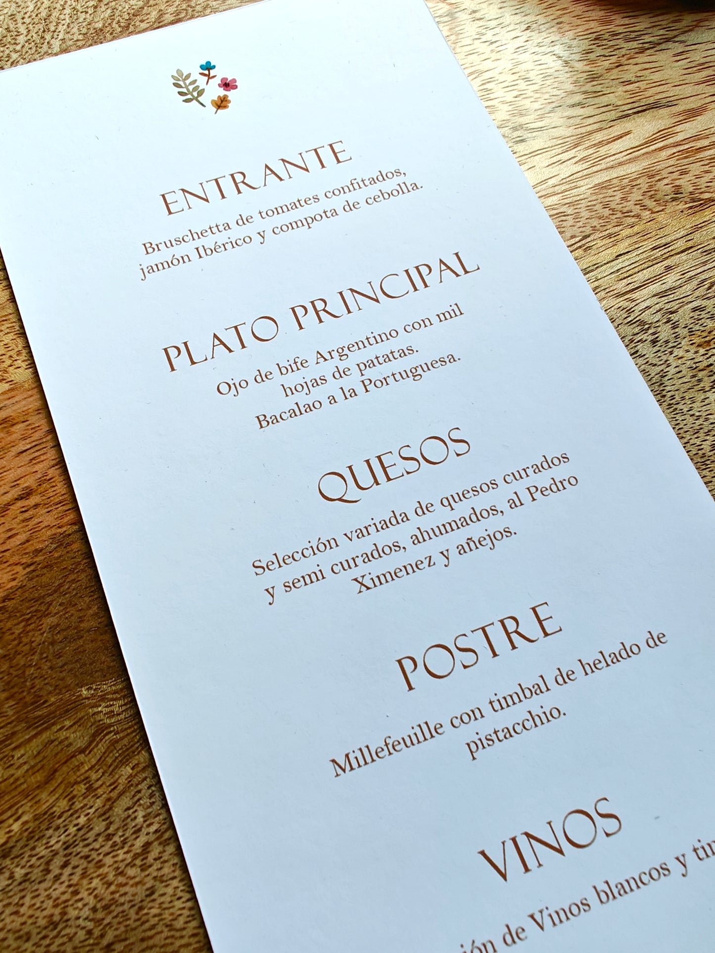 Minuta - Menú para mesa personalizado Bautizo COLECCIÓN MARGARITE